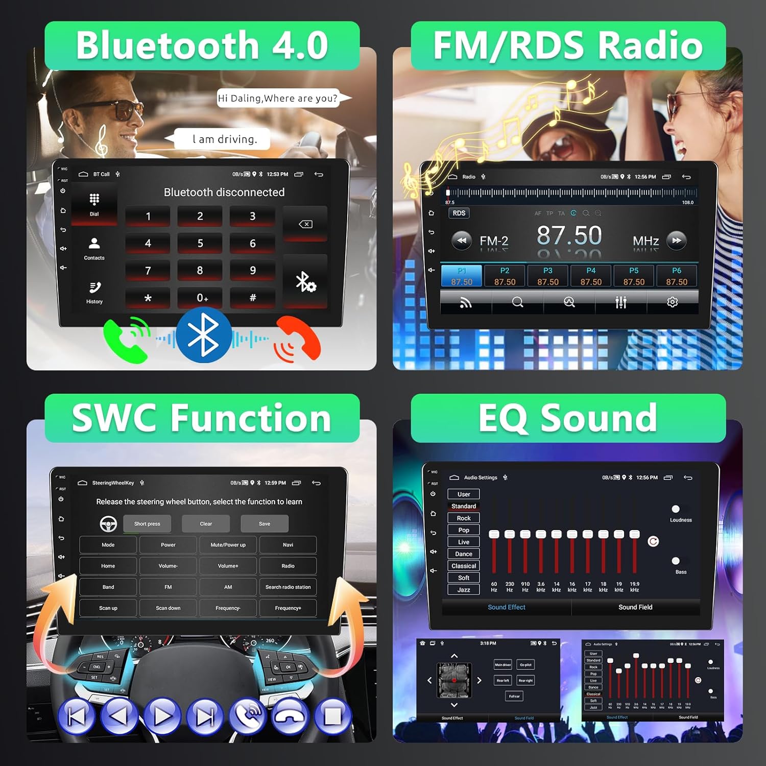 Motorsi Autoradio Doppio Din 10.1" con GPS, 2+64G - immagine 4