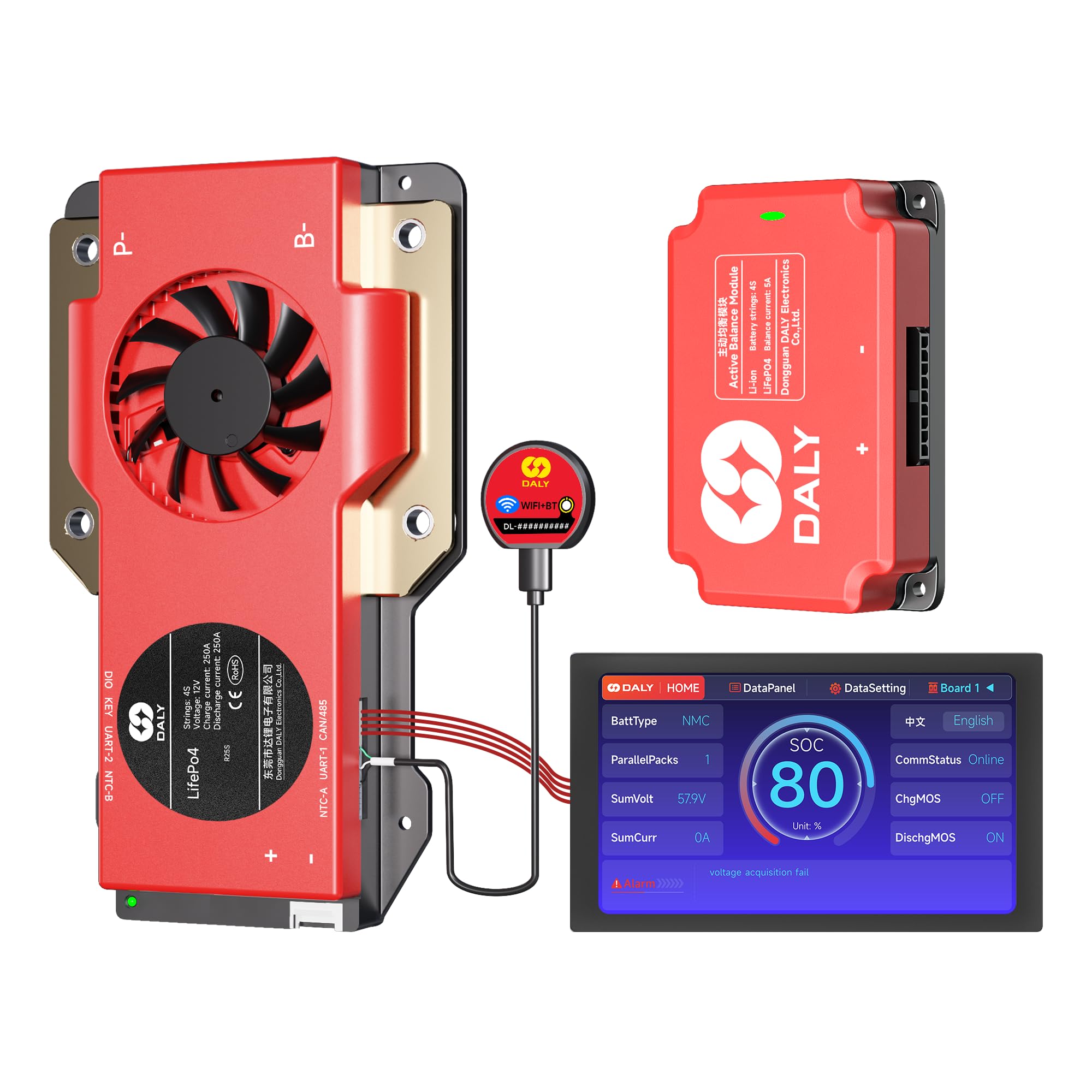 Daly BMS Balance 12V 250A con Display Touch LCD 4,3"