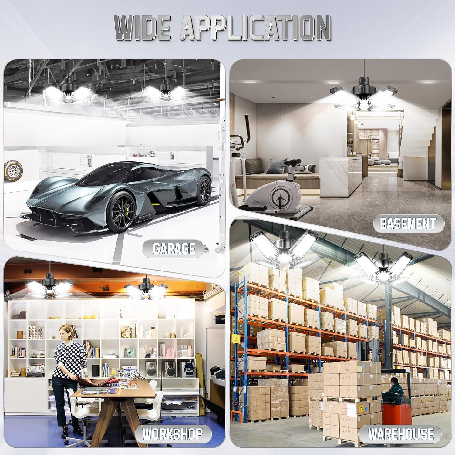 Plafoniera LED Garage 4 Pezzi 20W 2000LM - immagine 6