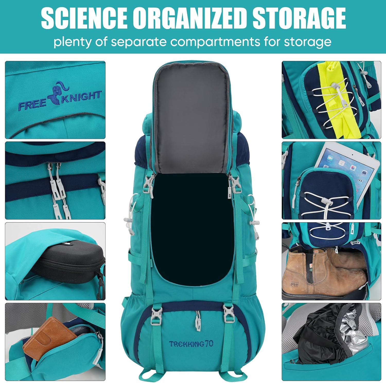 Bseash Zaino da Campeggio Impermeabile 70L - immagine 4