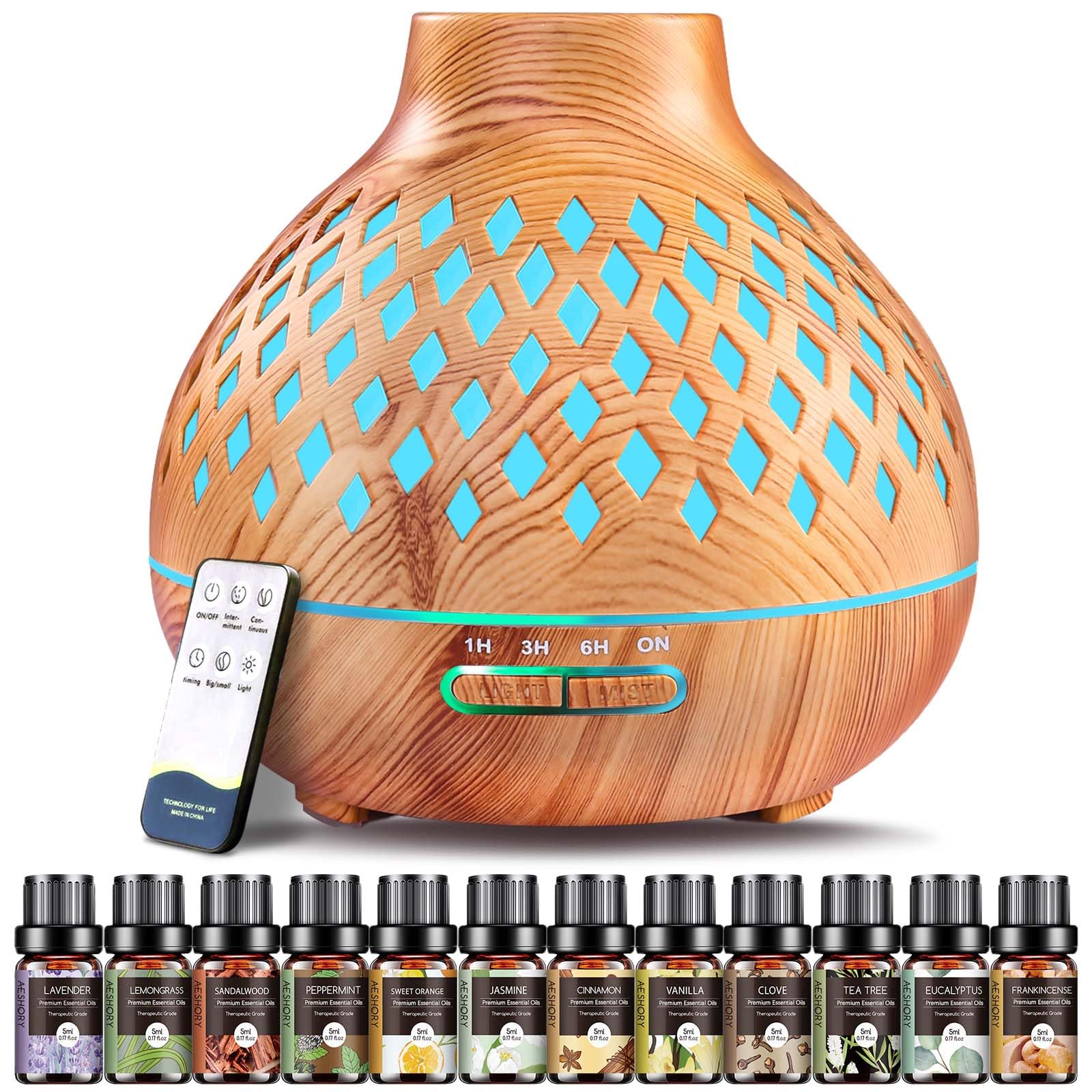 Aeshory Diffusore Oli Essenziali 550ml con 12 Oli