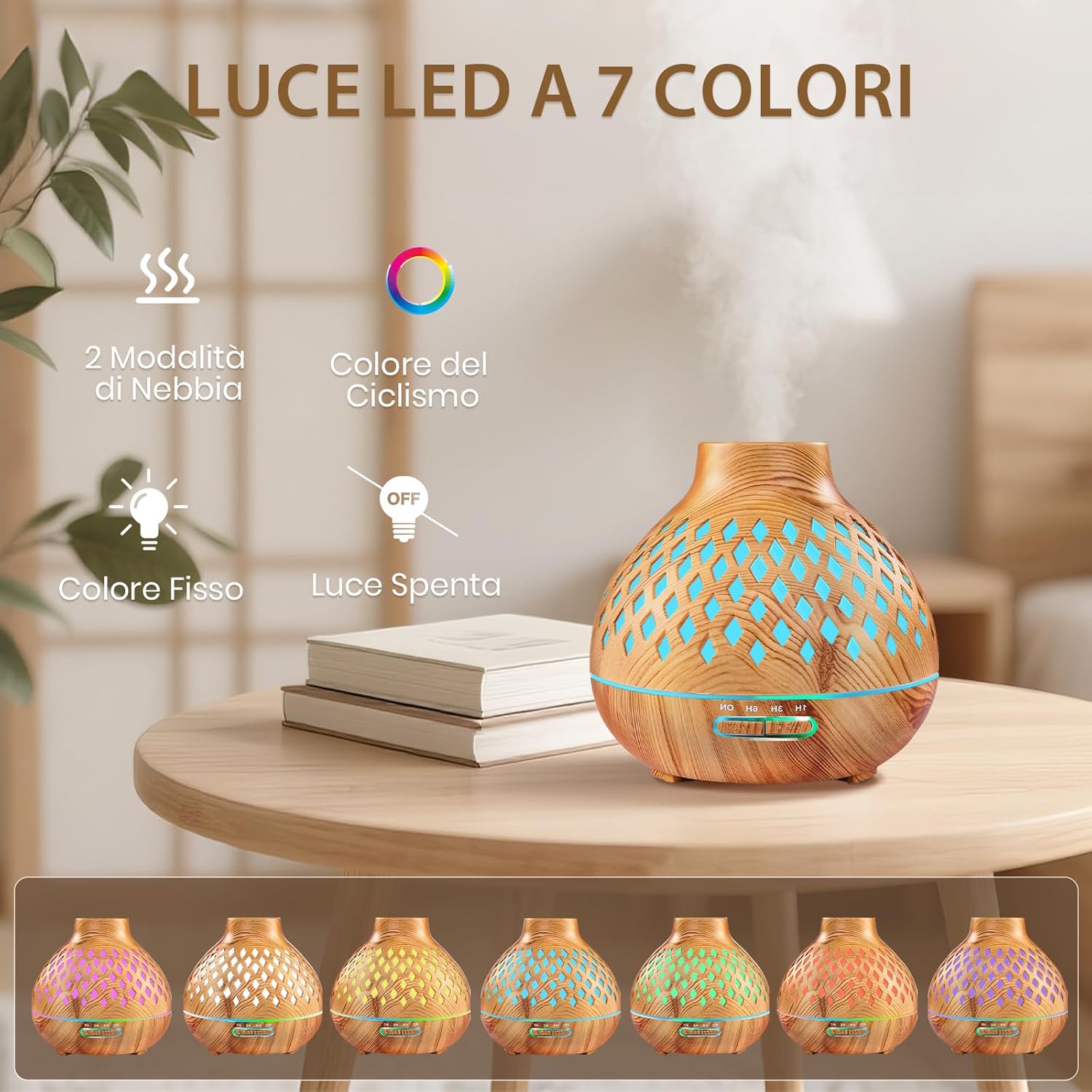 Aeshory Diffusore Oli Essenziali 550ml con 12 Oli - immagine 3