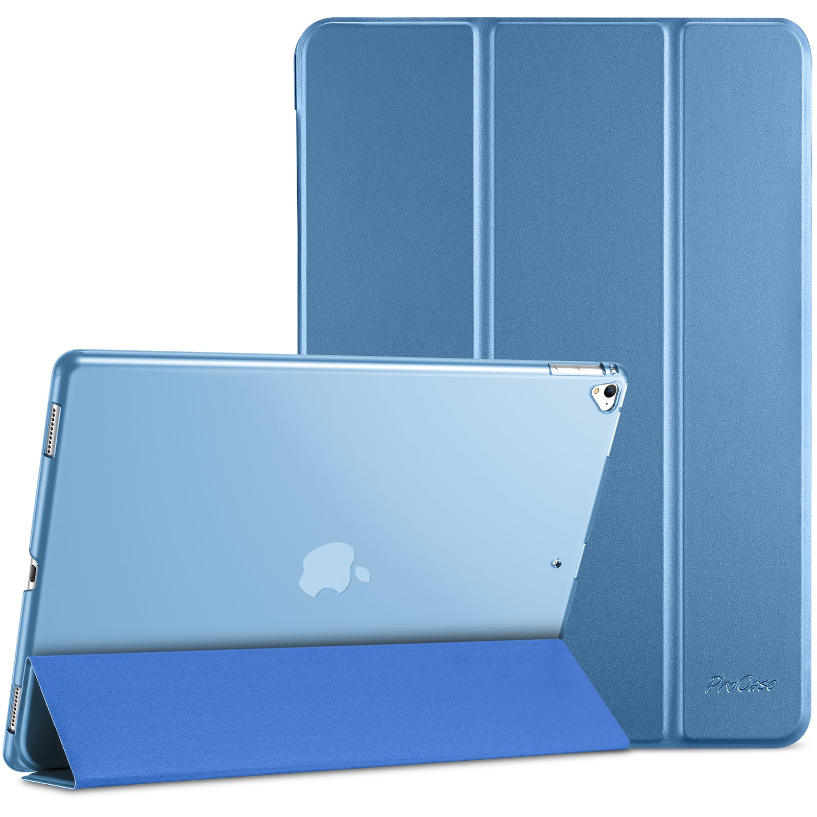 ProCase Cover per iPad Pro 12.9 1a/2a Gen 2017/2015[Vecchio Modello], Auto Svegliati/Sonno,Ultra Sottile e Leggero Custodia Supporto con Retro Semi-Trasparente Copertura Intelligente –Blu