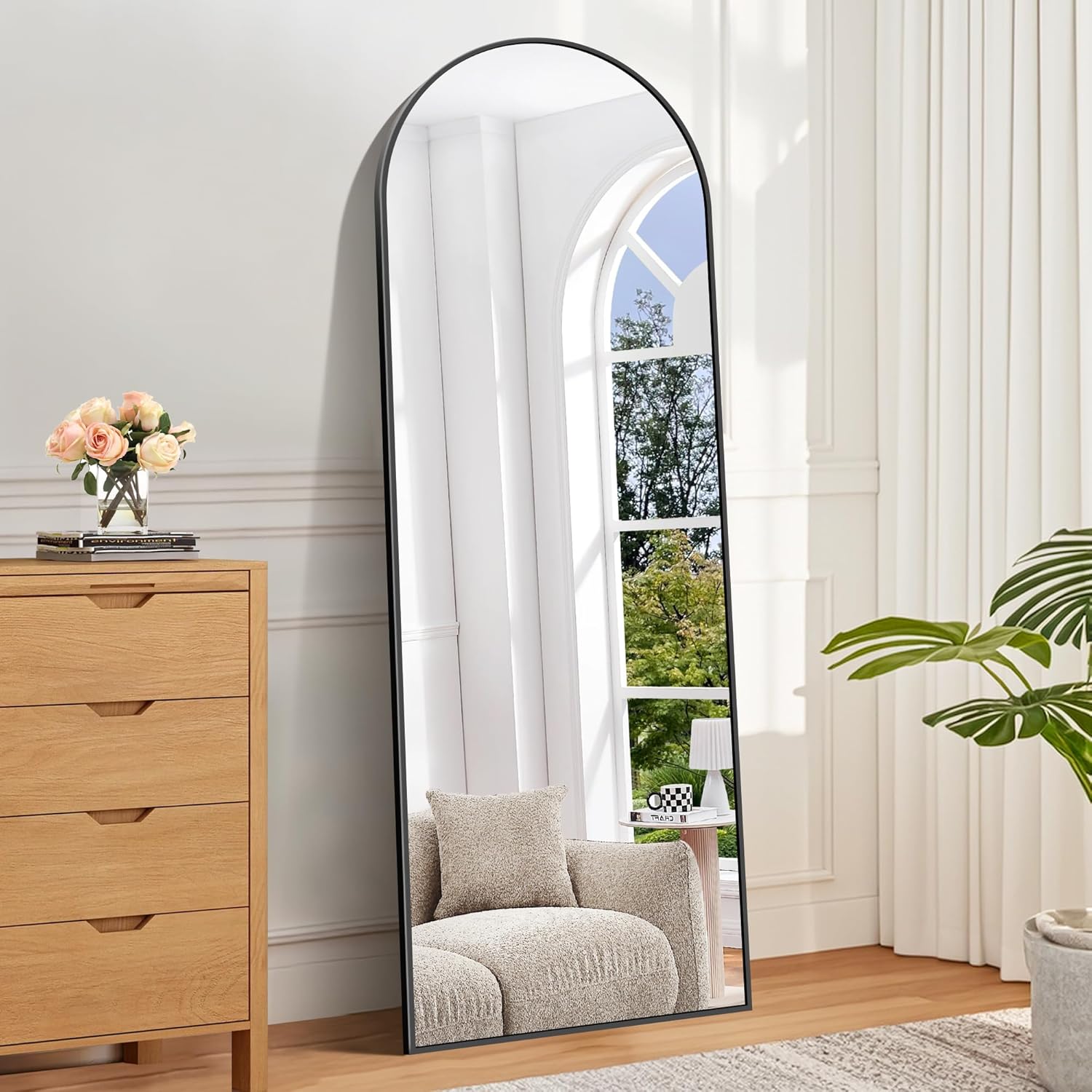 Bonewei Specchio da Terra ad Arco 161x52cm, Nero - immagine 1