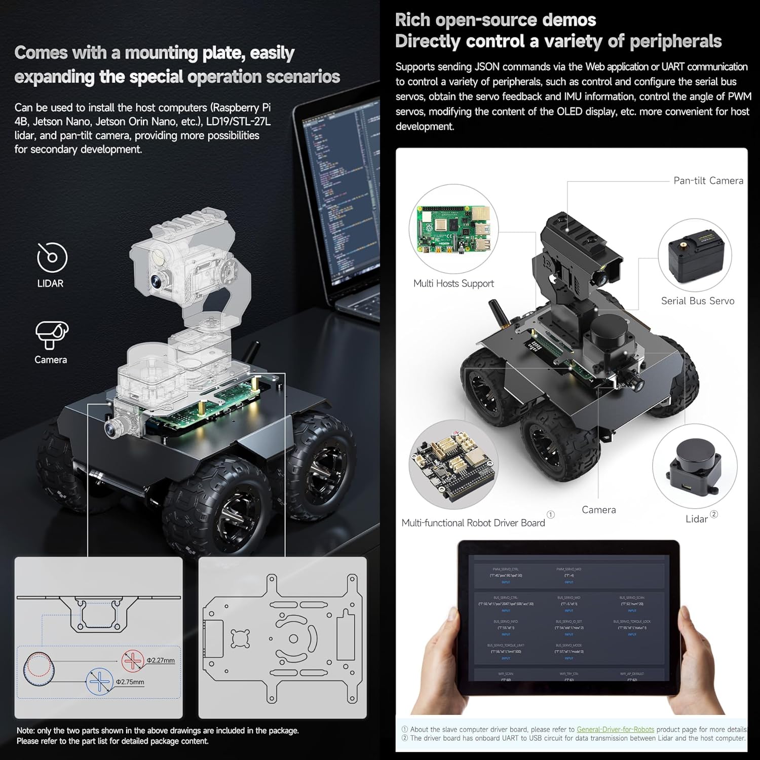 Waveshare WAVE ROVER - Chassis Robot Mobile 4WD - immagine 6