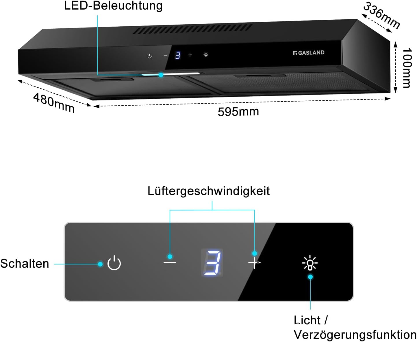 Gasland Chef SR60BS Cappa Aspirante 60 cm, Acciaio Nero - immagine 6