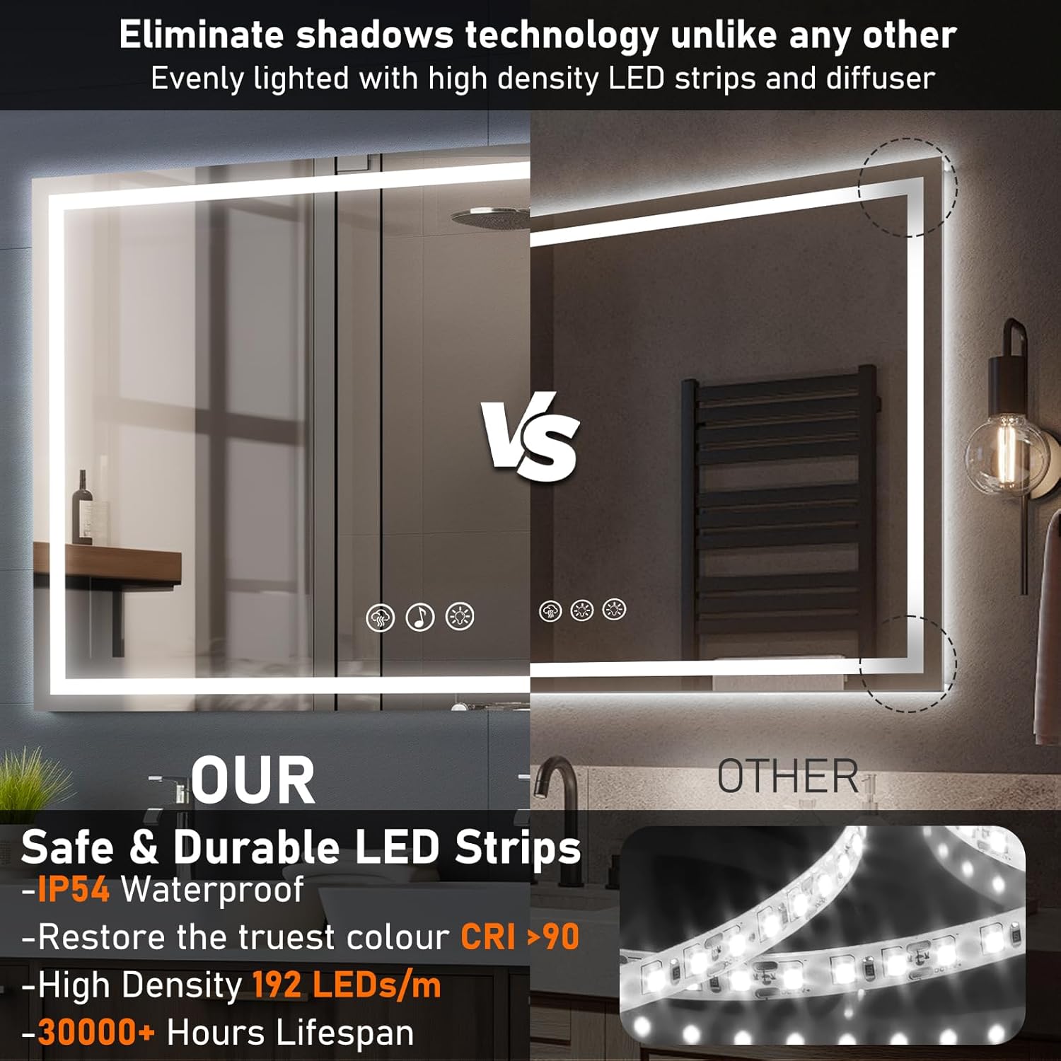 Simusi Specchio Bagno LED 70x100cm con Bluetooth - immagine 6