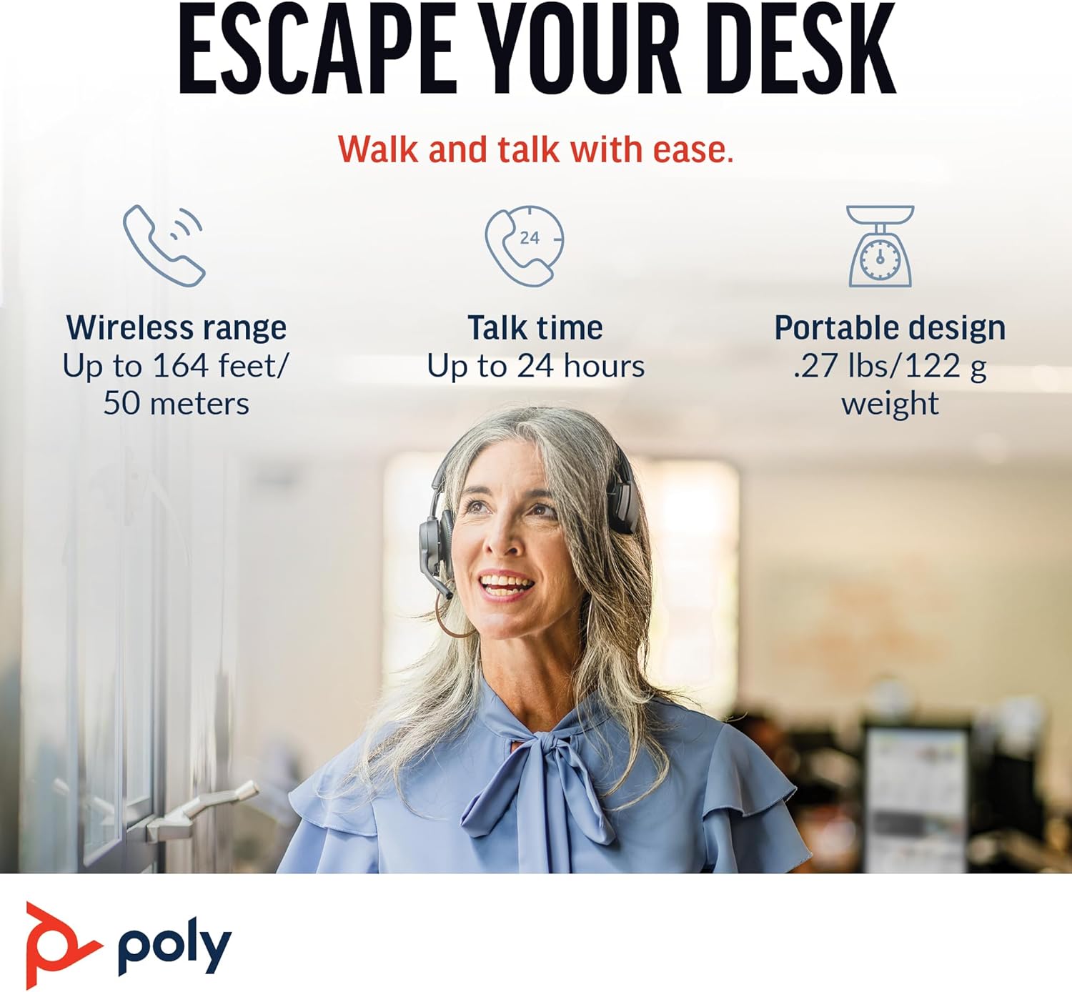 Poly Voyager 4310 UC - Cuffia Monoaurale Wireless 24h, Nero - immagine 4