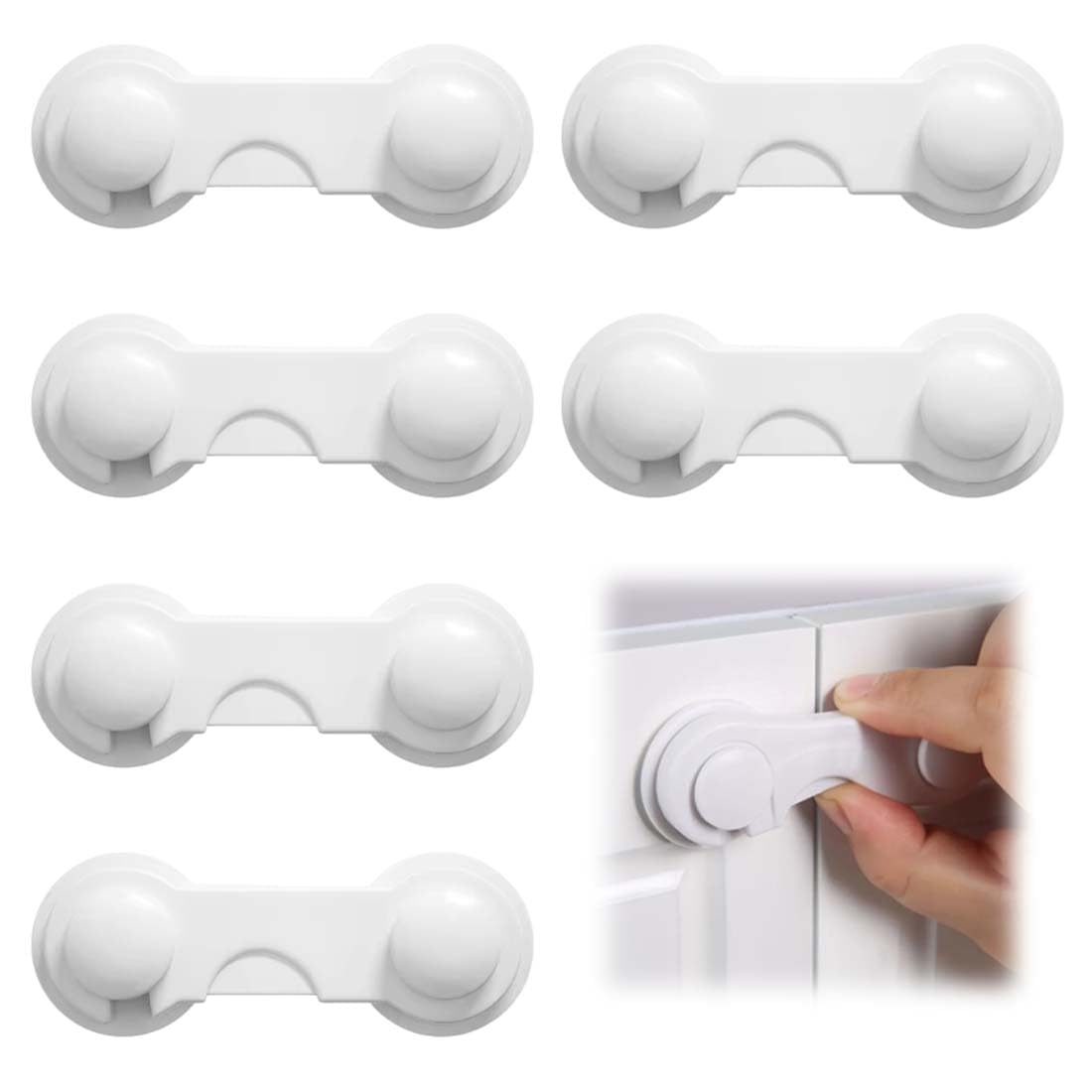 6 Pezzi Blocca Cassetti Per Bambini, Nessun Trapano Necessarioc, Chiudi Cassetti Bambini per Armadietto, Cassetto, Armadio, Frigorifero(Bianco)