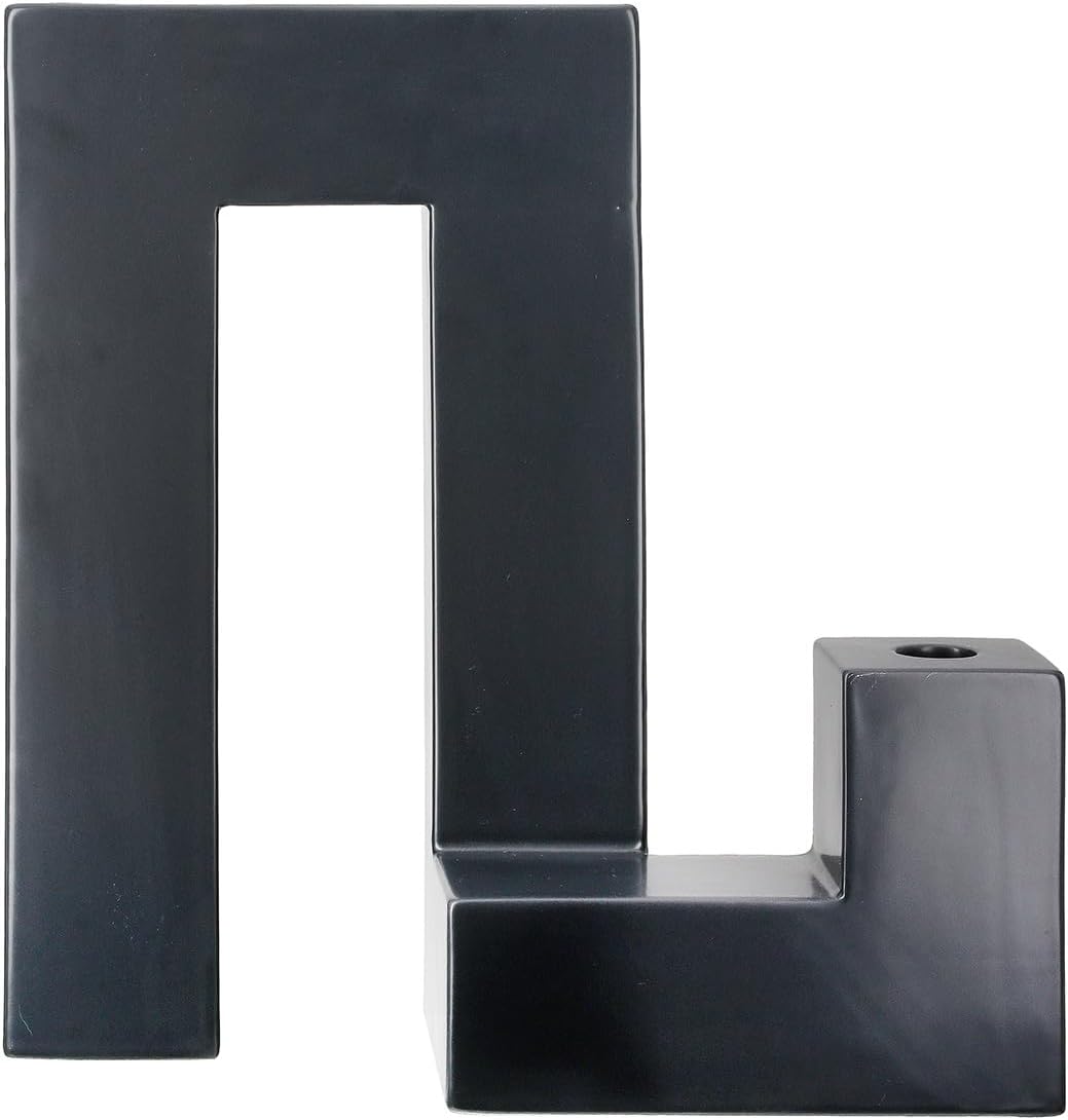 Gilde Candelabro Vaso Patras in Ceramica, Nero Opaco - immagine 2