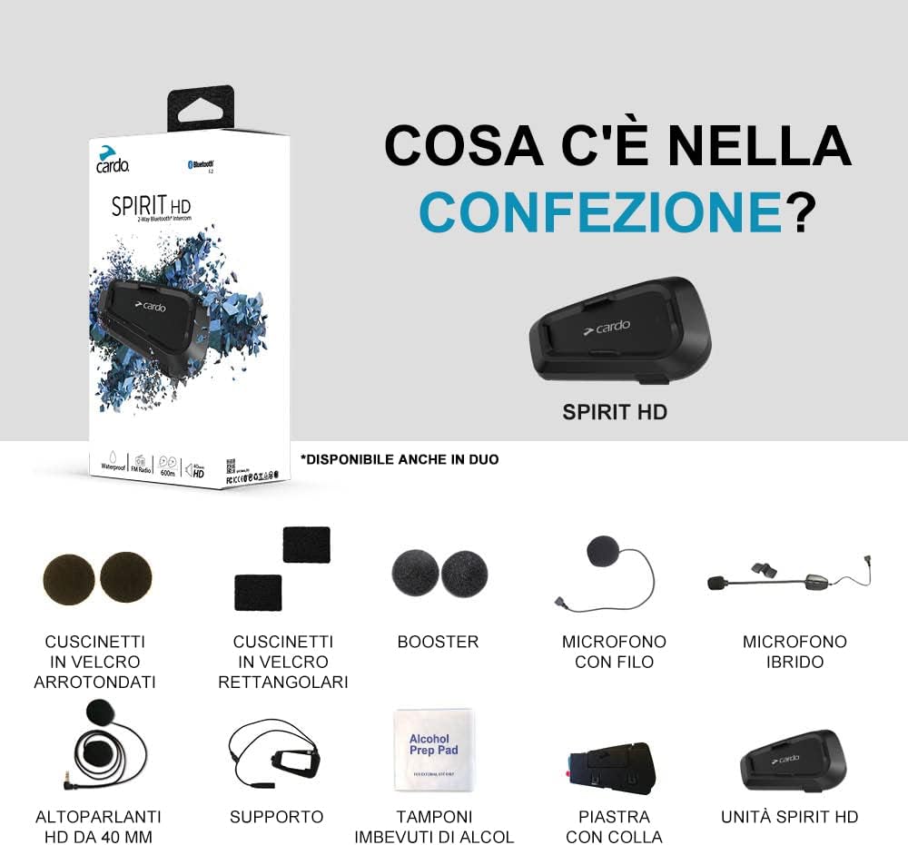 Cardo Spirit HD Duo - Interfono Bluetooth, Nero - immagine 2