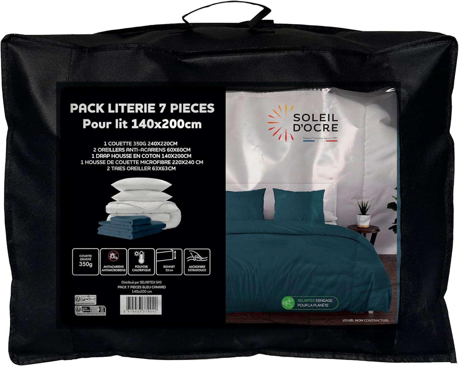 Soleil d’Ocre Boheme Set Parure Letto 7 Pezzi, Verde Petrolio