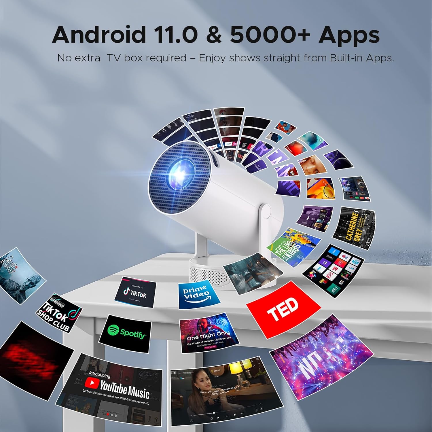 Proiettore Portatile Smart Android TV 4K 1080P - immagine 2