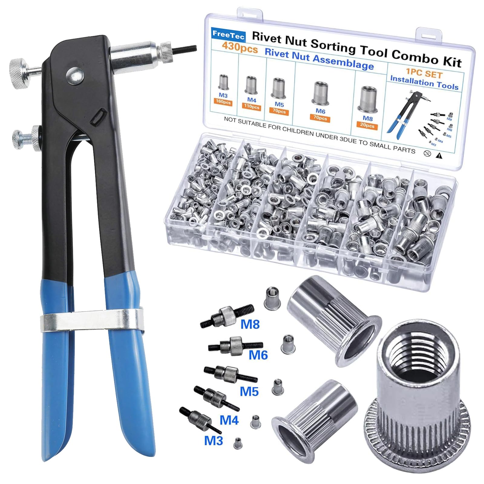 FreeTec Rivettatrice per Inserti Filettati 436Pz