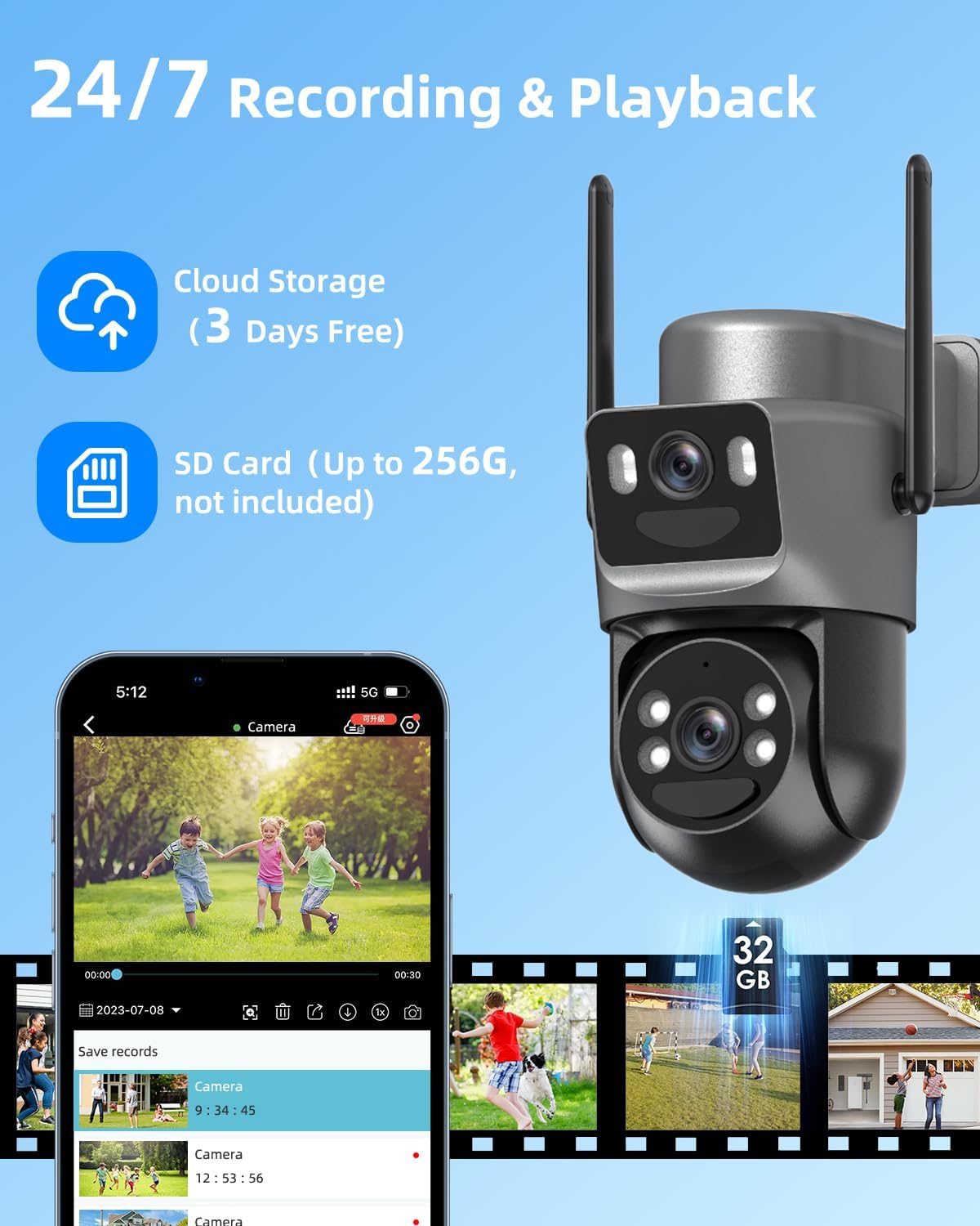 Telecamera Sorveglianza WiFi Esterna 8MP Doppio Obiettivo - immagine 8