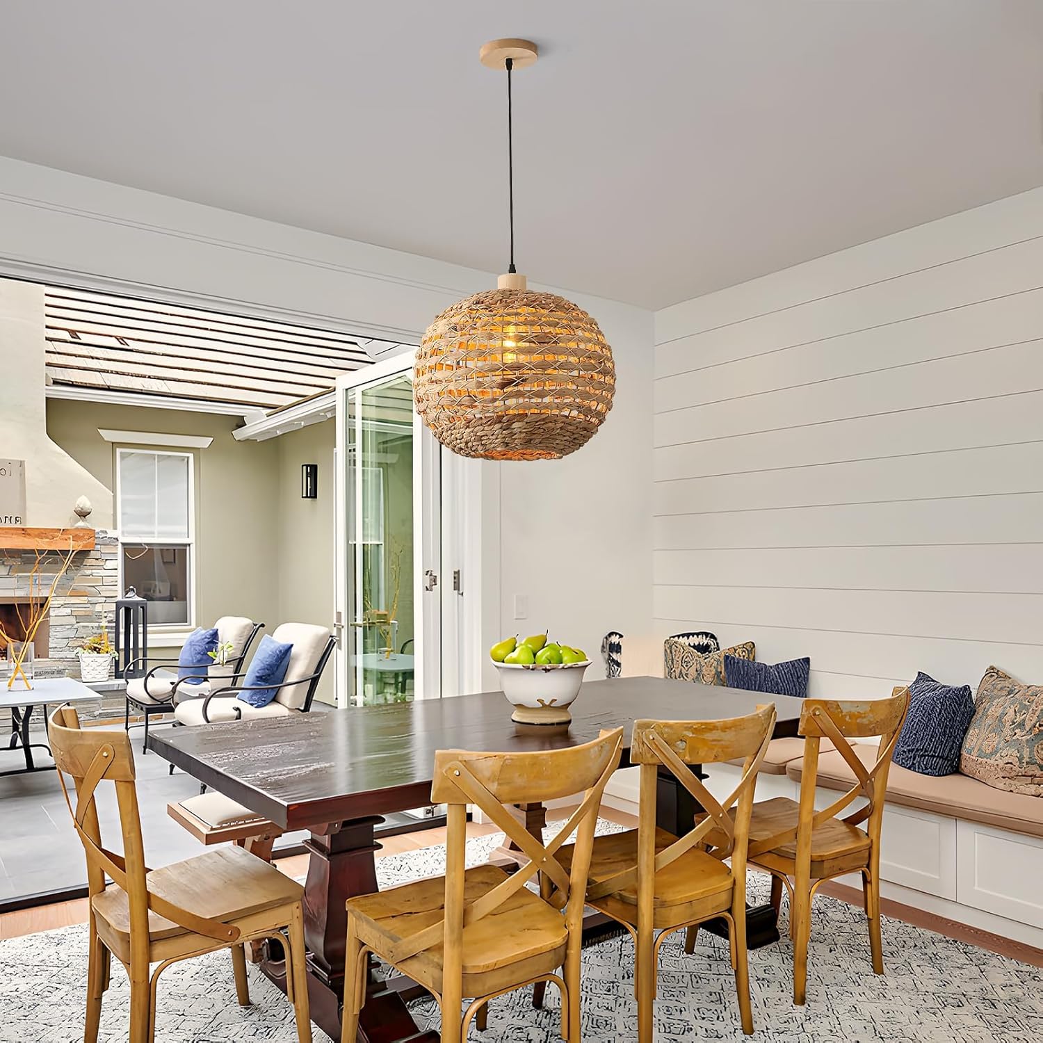 Boho Lampadario Camera da Letto 40cm in Erba Marina - immagine 4