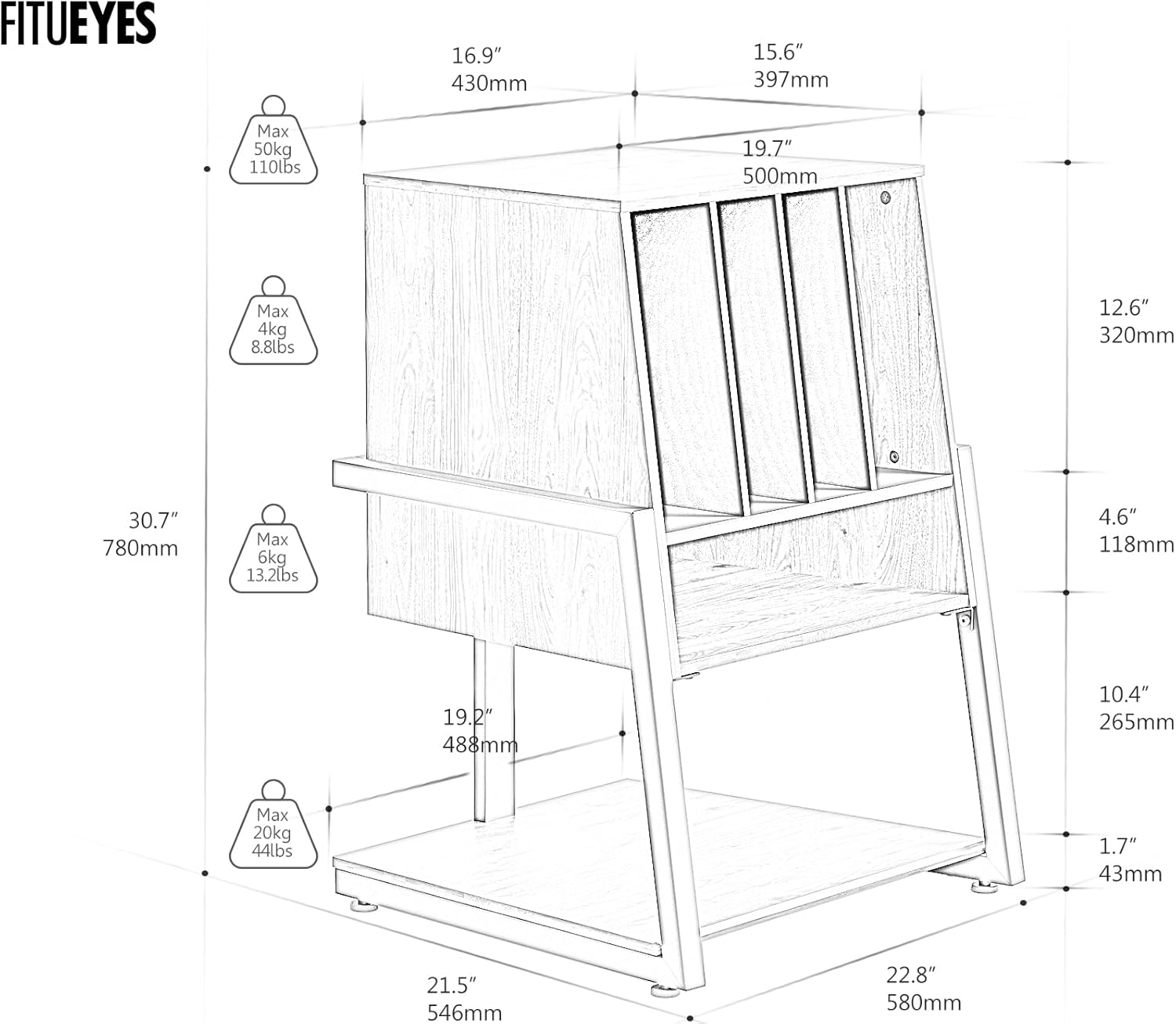 FITUEYES Mobile Giradischi 4 Livelli - immagine 5
