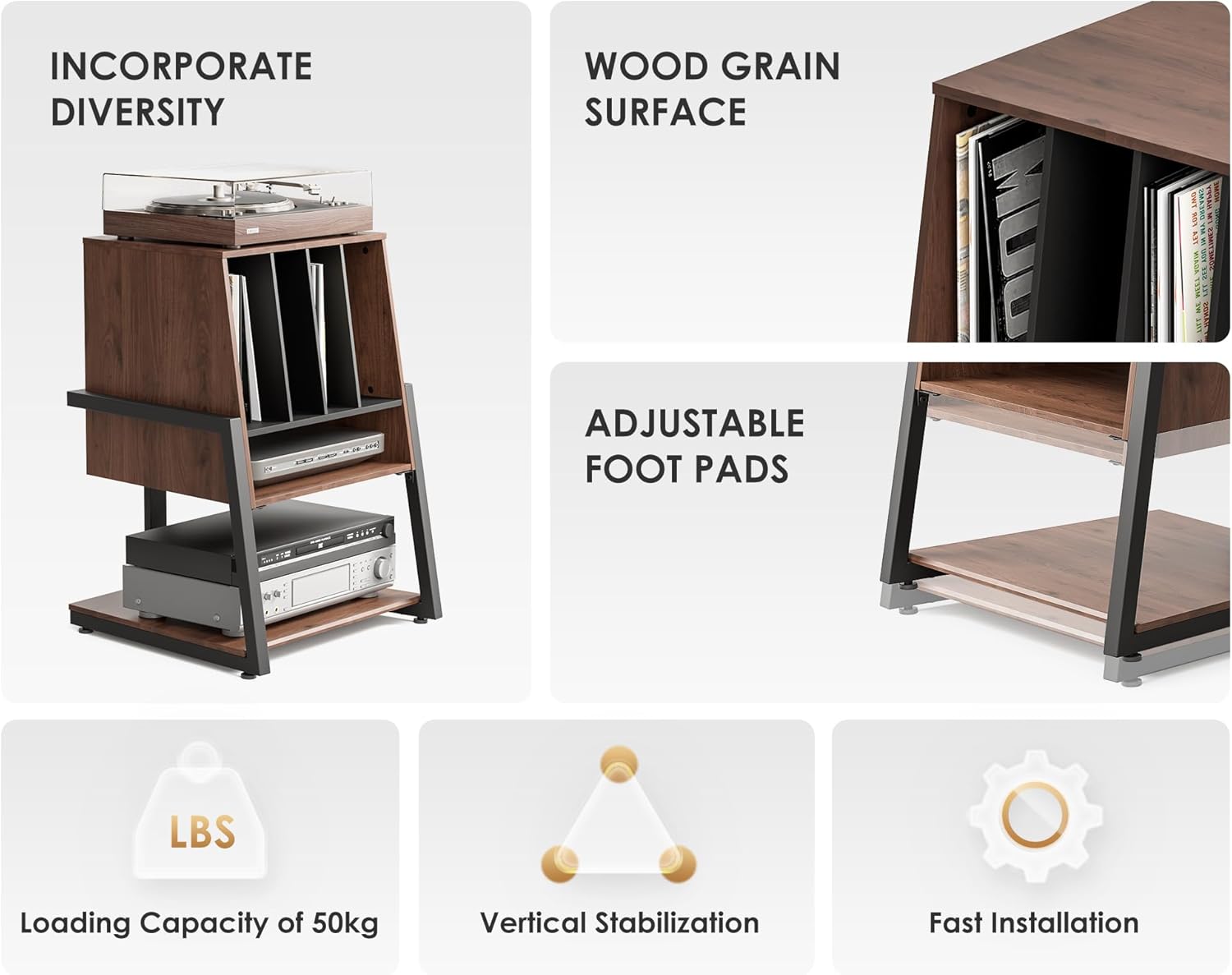 FITUEYES Mobile Giradischi 4 Livelli - immagine 7