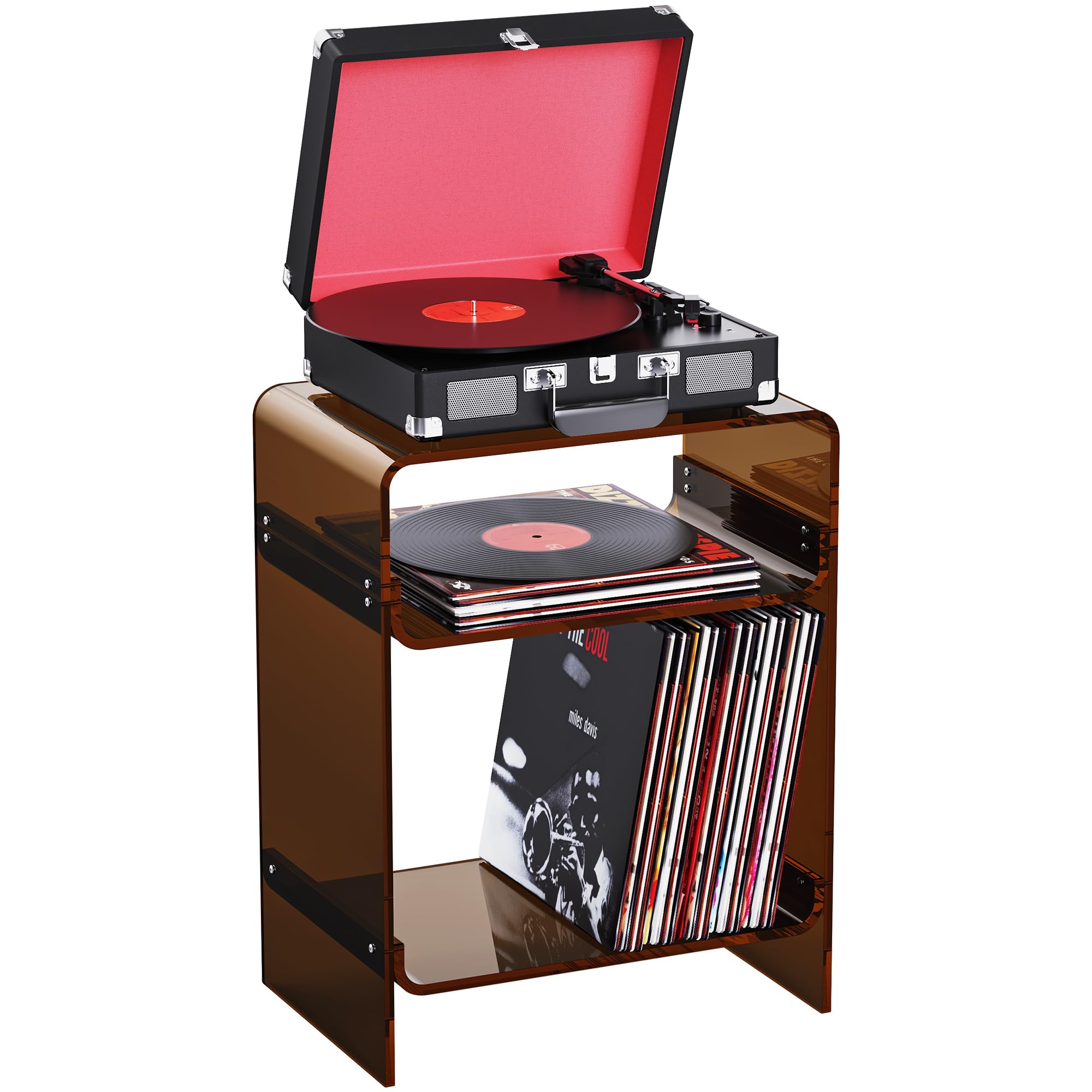 Tavolino in Acrilico per Giradischi con Ripiano