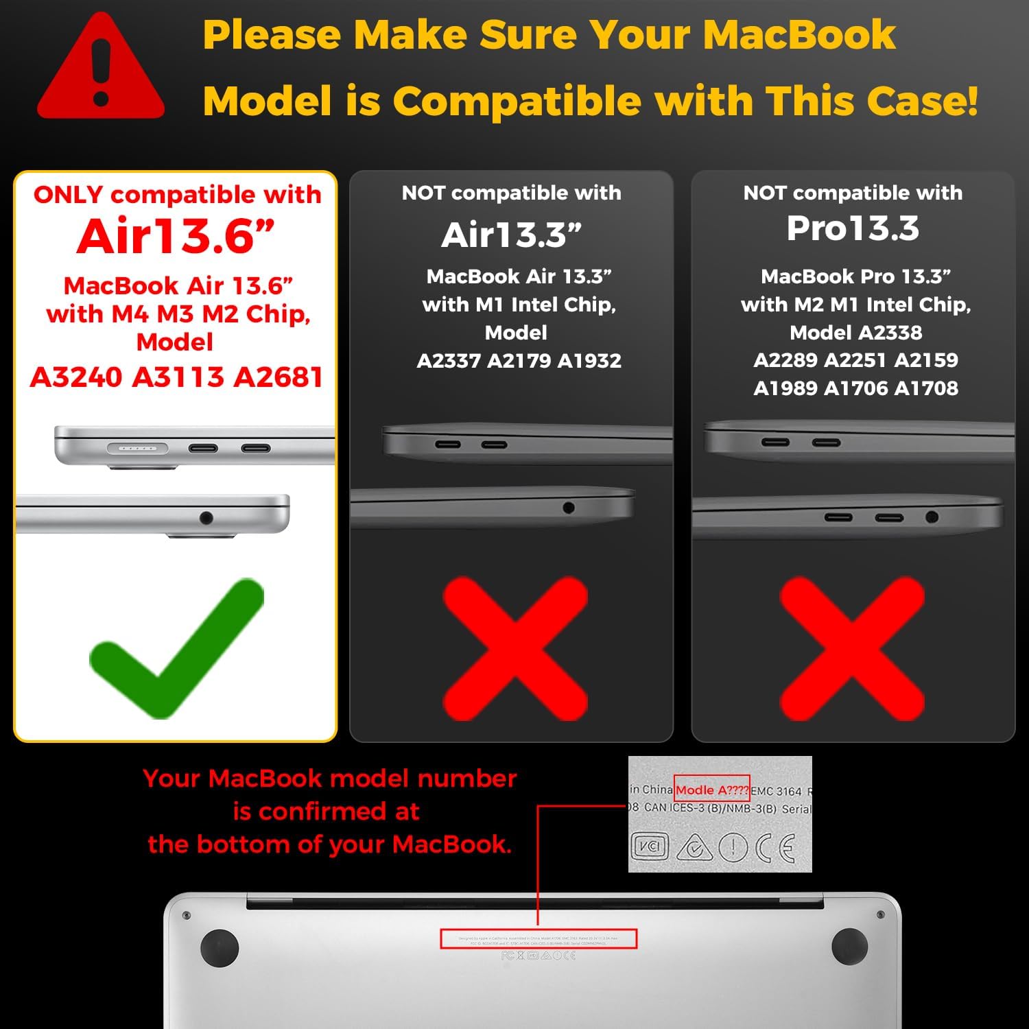 Eoocoo Cover Rigida per MacBook Air 13 M4 M3 M2 - Mezzanotte - immagine 2