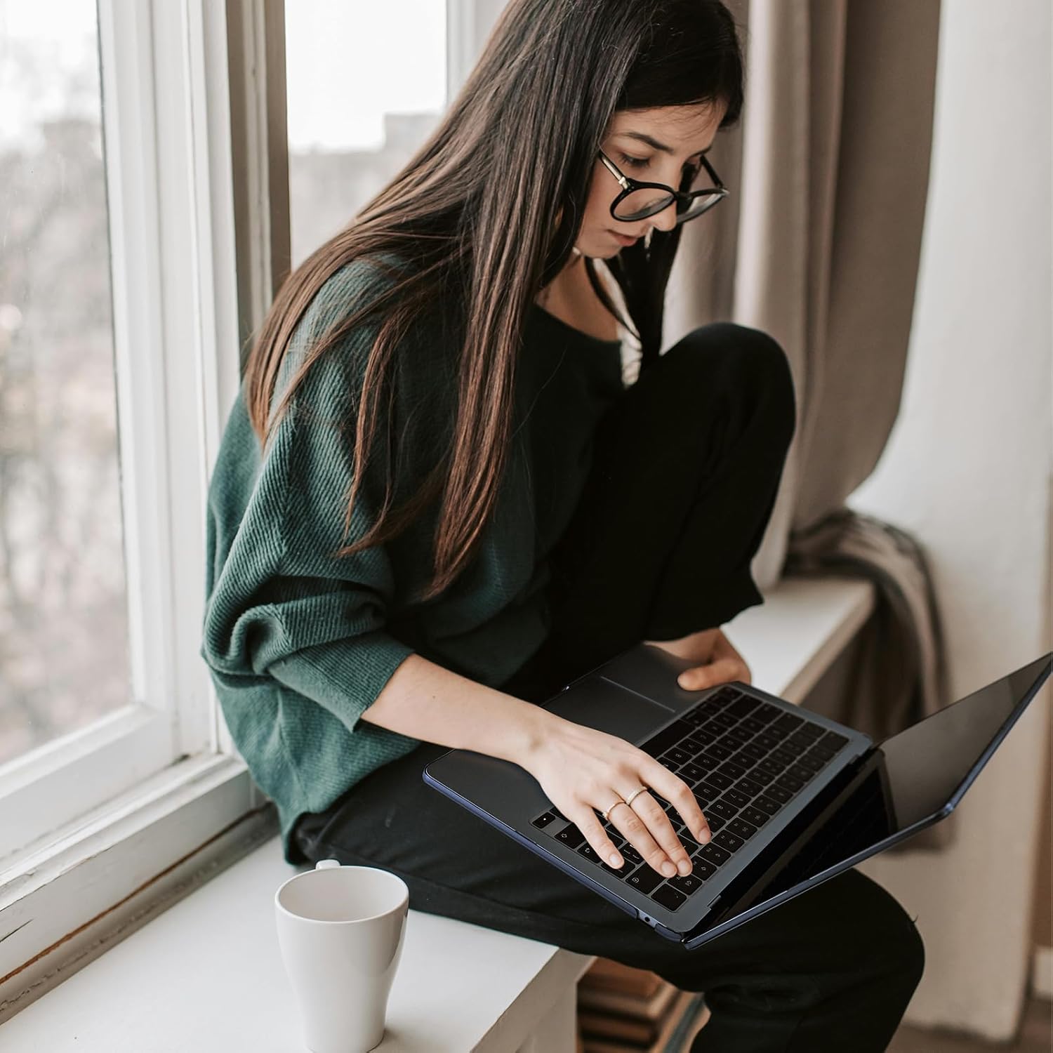 Eoocoo Cover Rigida per MacBook Air 13 M4 M3 M2 - Mezzanotte - immagine 6