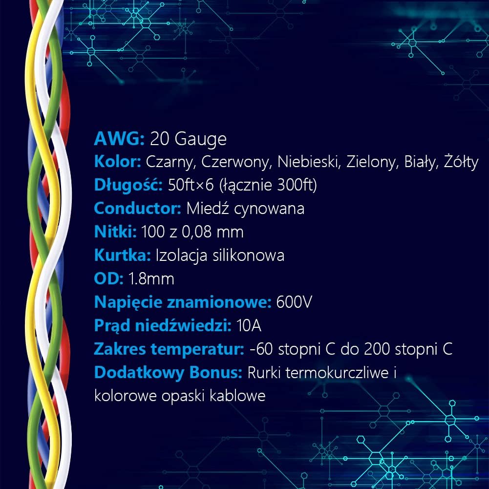 Fermerry Filo Rame Stagnato in Silicone 20 AWG, 50ft - immagine 3