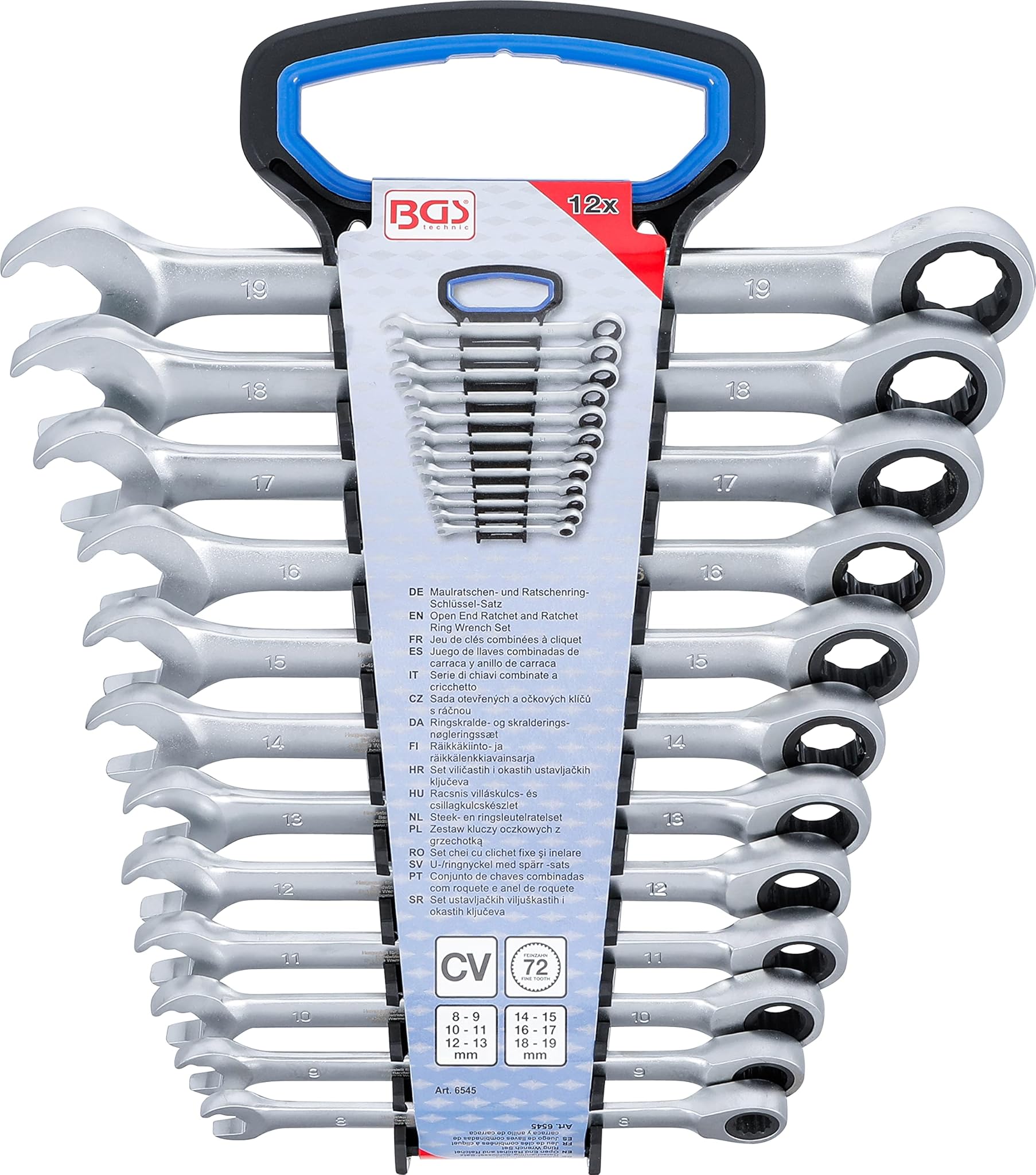 BGS Set di chiavi a cricchetto e a cricchetto, SW 8-19 6545