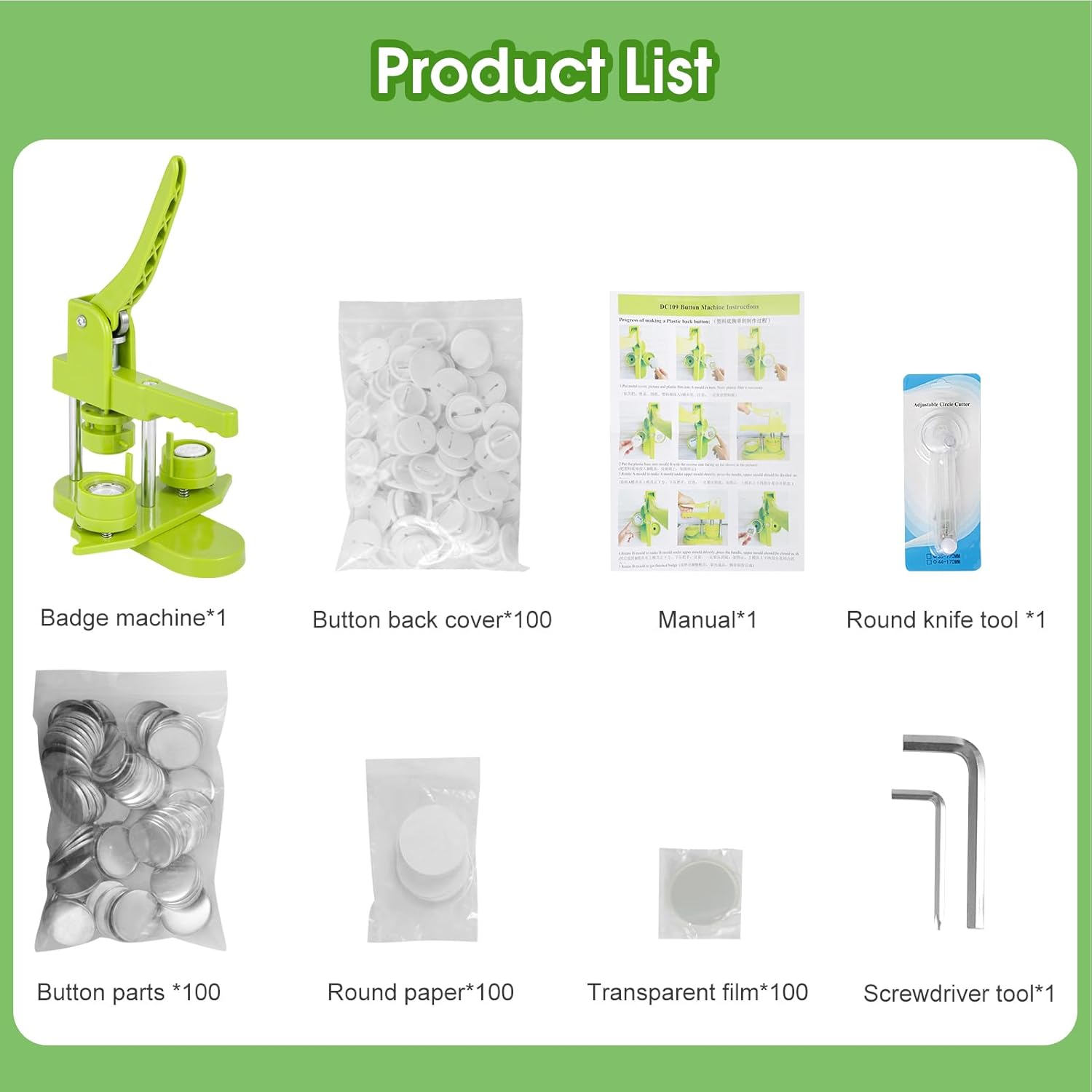 Macchina per Bottoni 25mm con 100 Pezzi e Taglierina - immagine 5