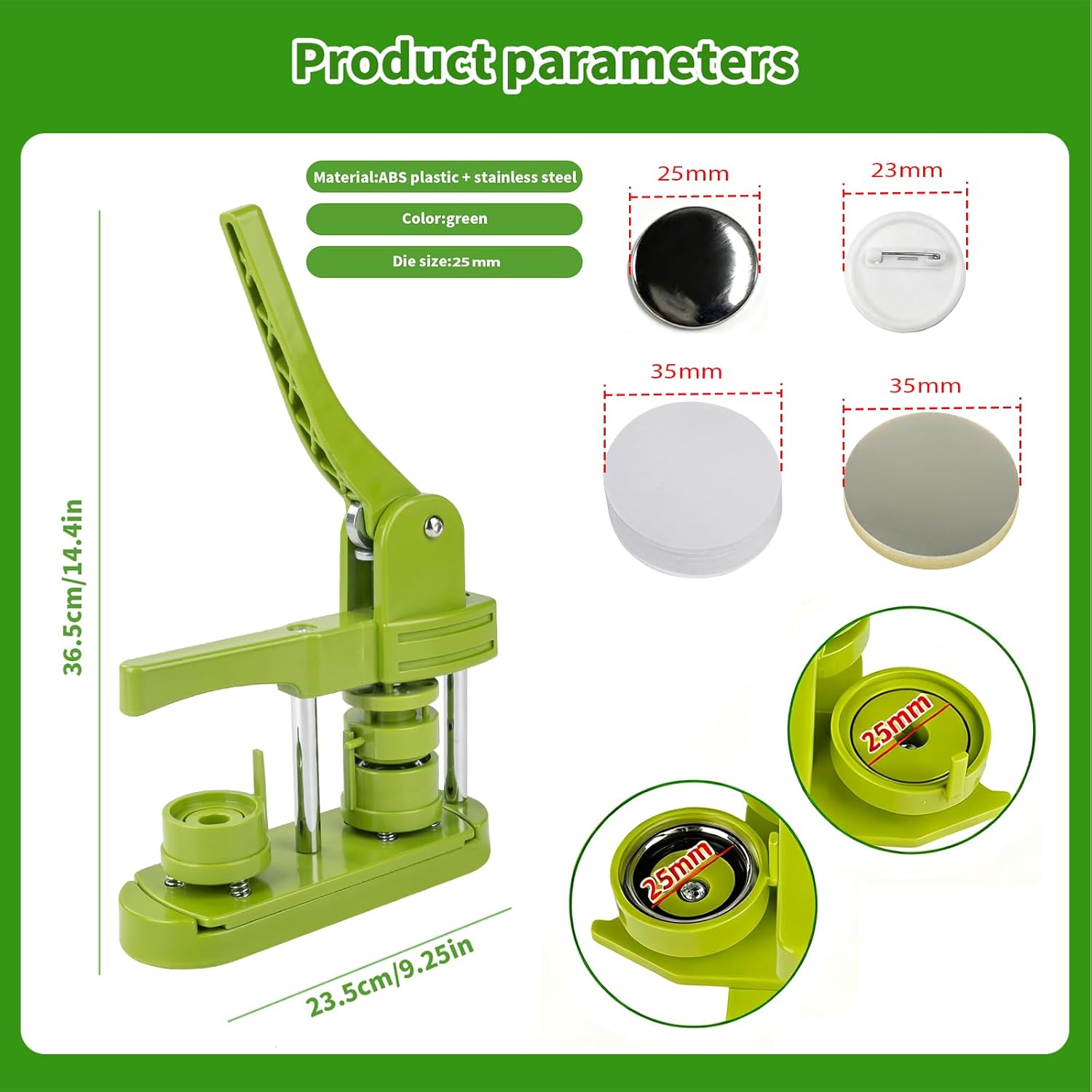 Macchina per Bottoni 25mm con 100 Pezzi e Taglierina - immagine 6