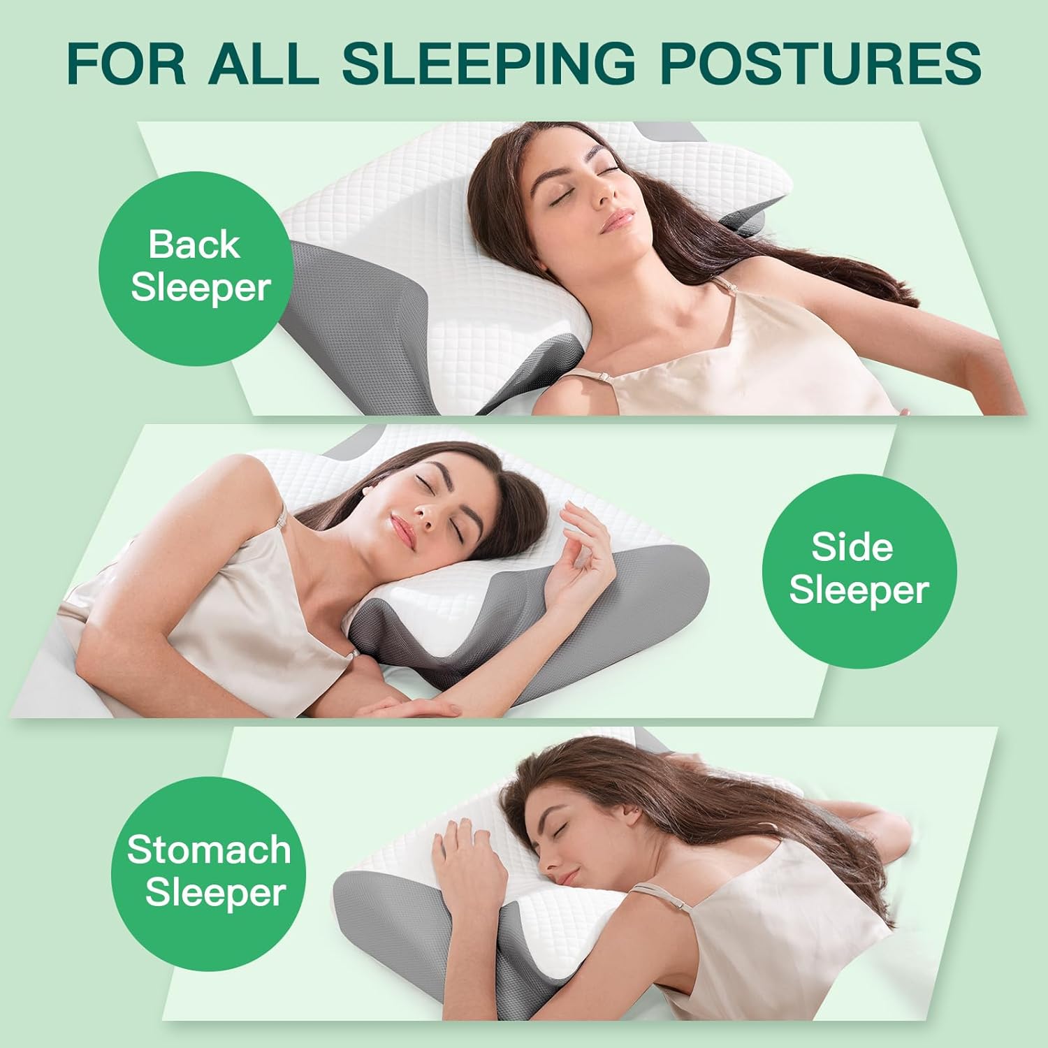 Feyideo Cuscino Cervicale Ergonomico Memory Foam, Grigio - immagine 6