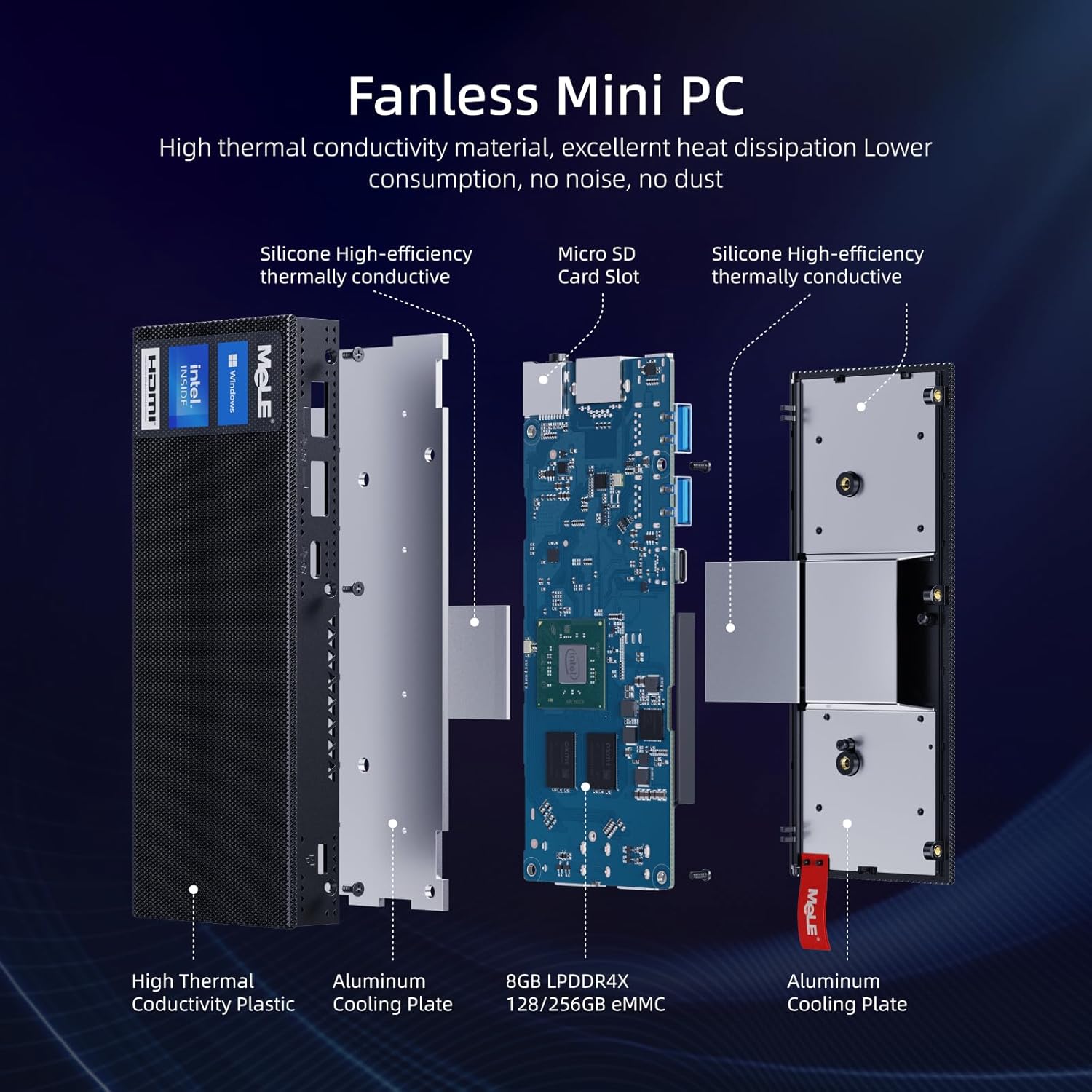 Mele PCG02 Pro Mini PC Stick Fanless Alder Lake N100 - immagine 5