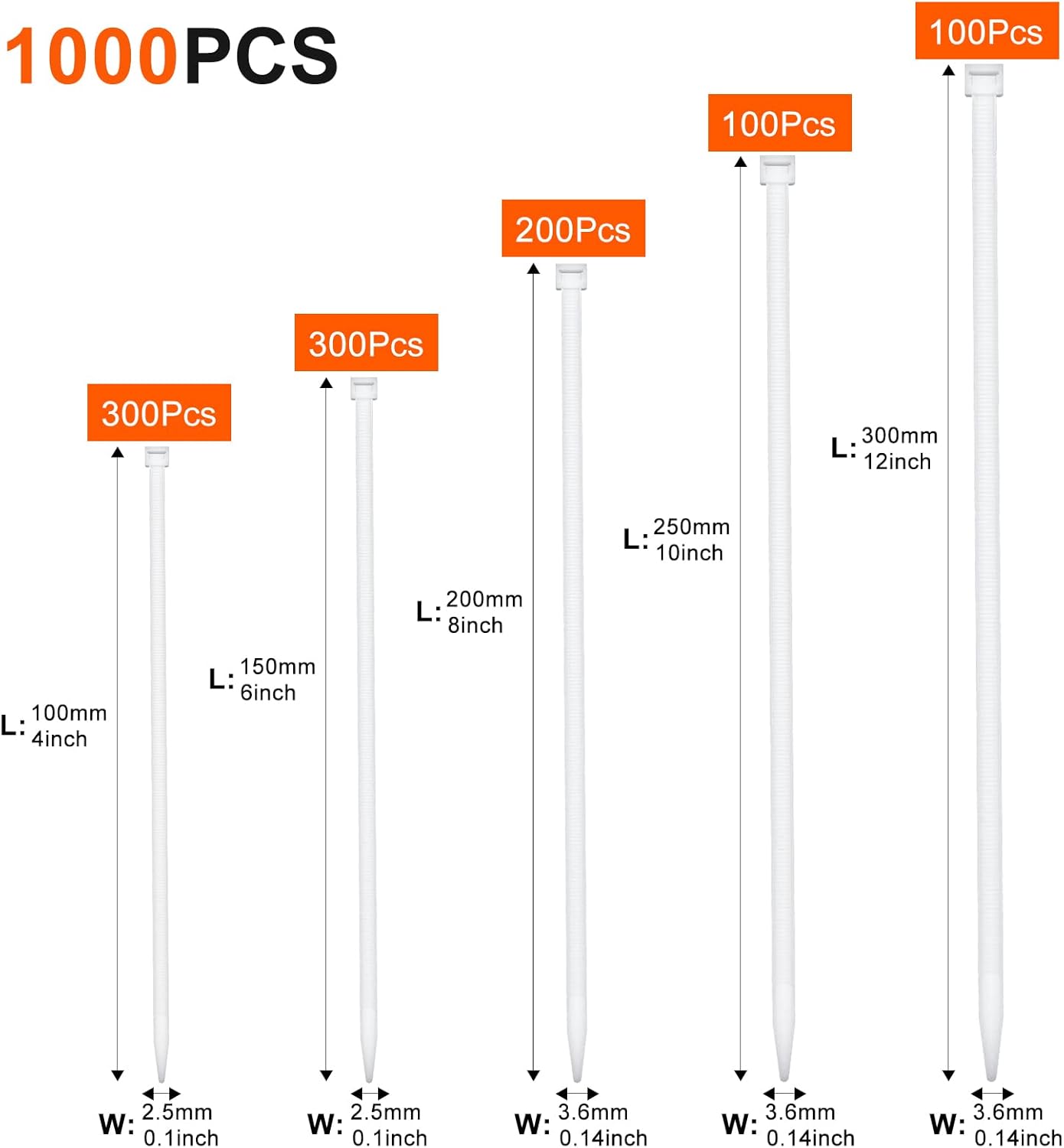 Dunsoo Fascette Plastica 1000 Pezzi - immagine 2