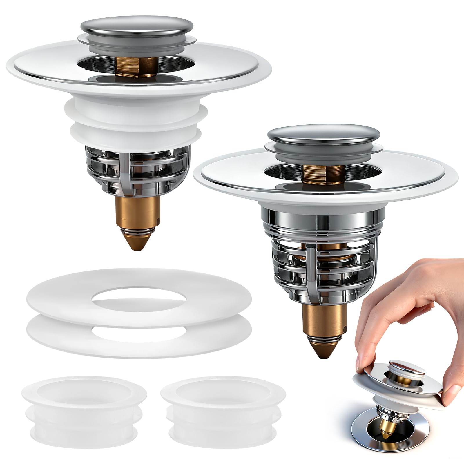 Tappo Lavandino Bagno Universale Pop Up (2 Pezzi)