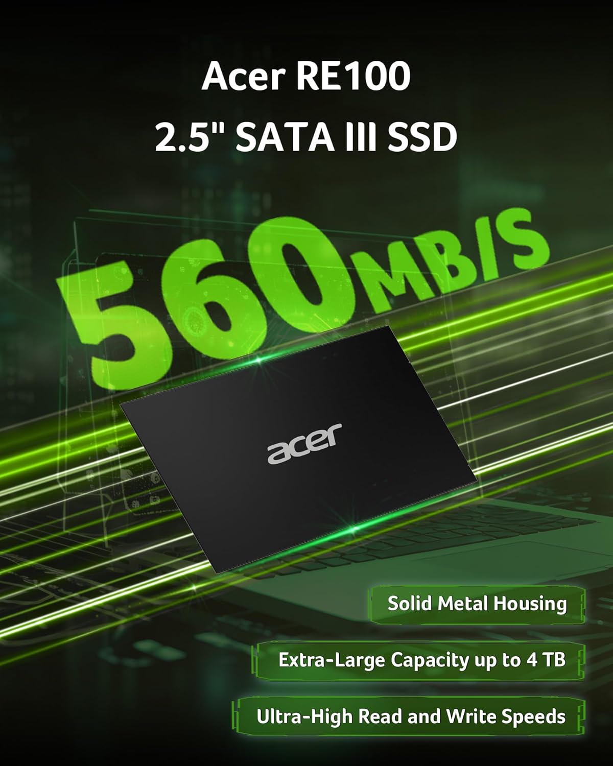 Acer RE100 SSD Interno SATA III 2,5'' 1 TB - immagine 2
