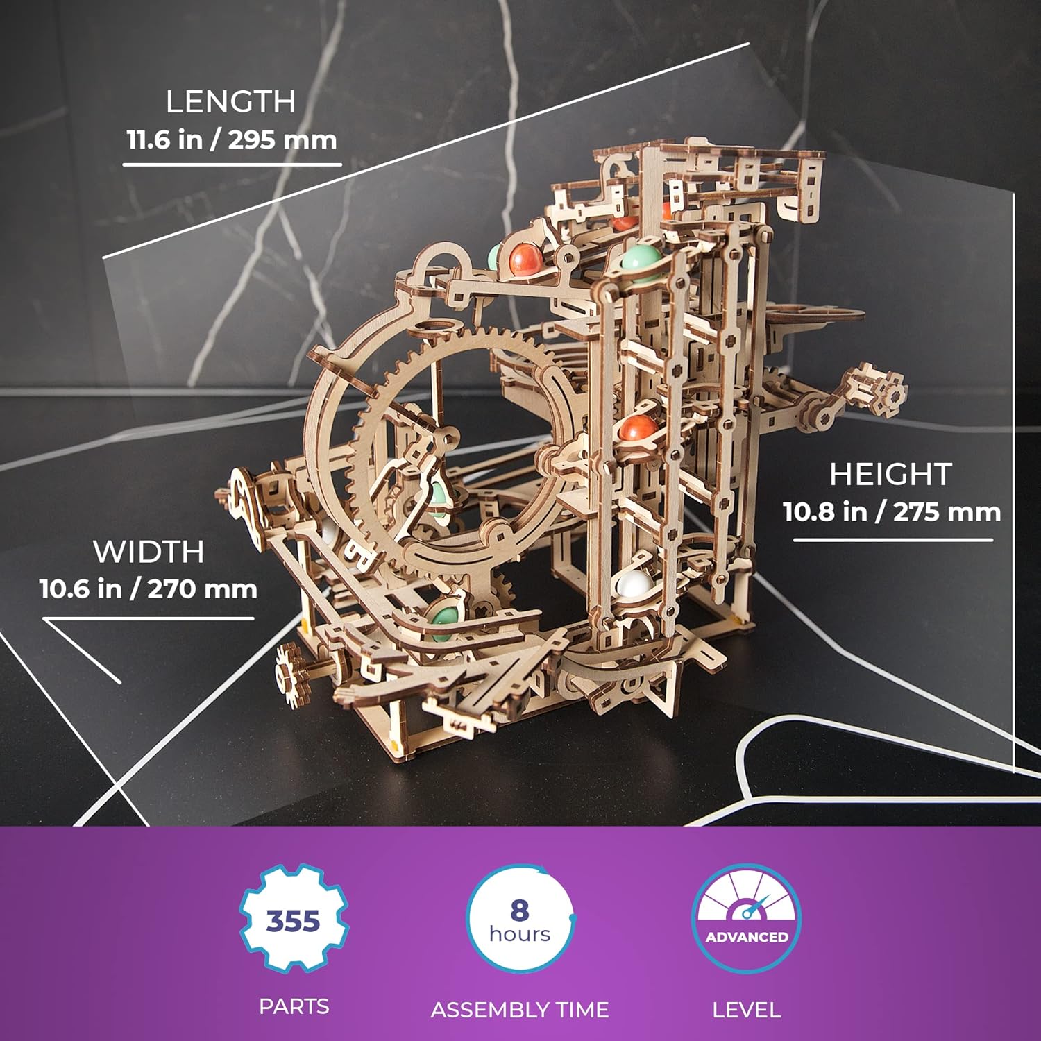 Ugears Pista per Biglie in Legno - Kit Puzzle 3D - immagine 2