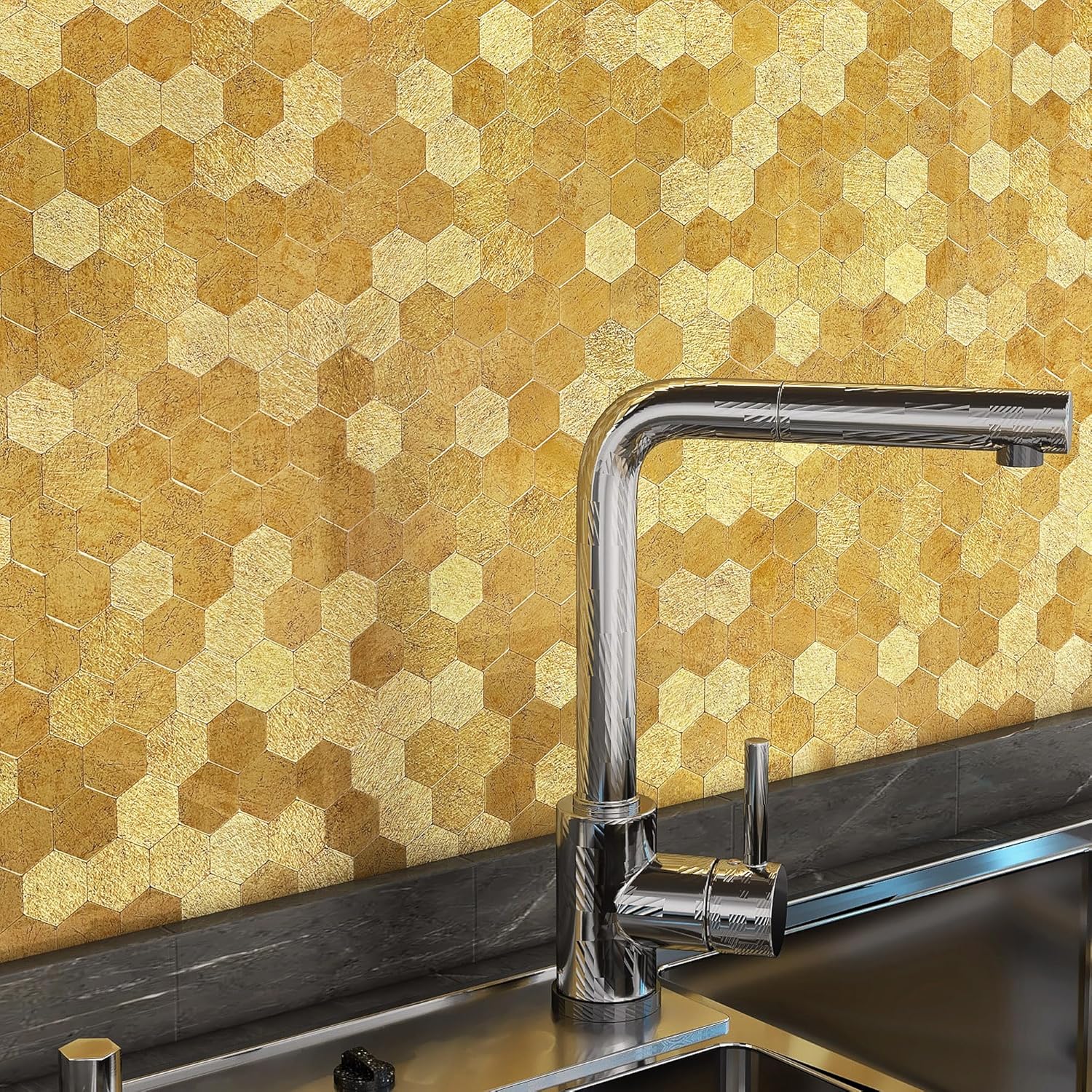 Vaovi Adesivi per Piastrelle in Metallo Color Oro