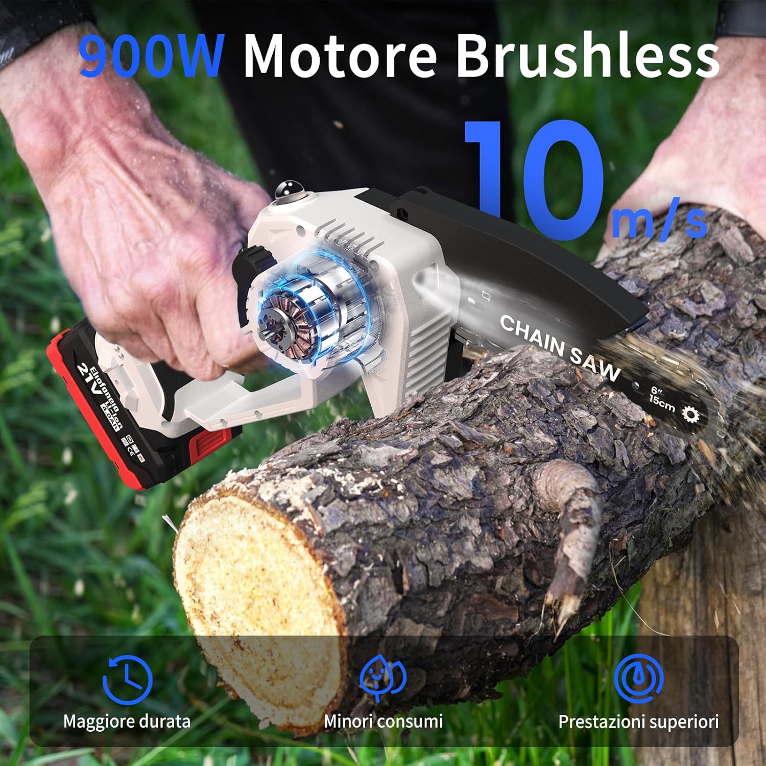 Mini Motosega a Batteria Eliofaneia 900W - immagine 2