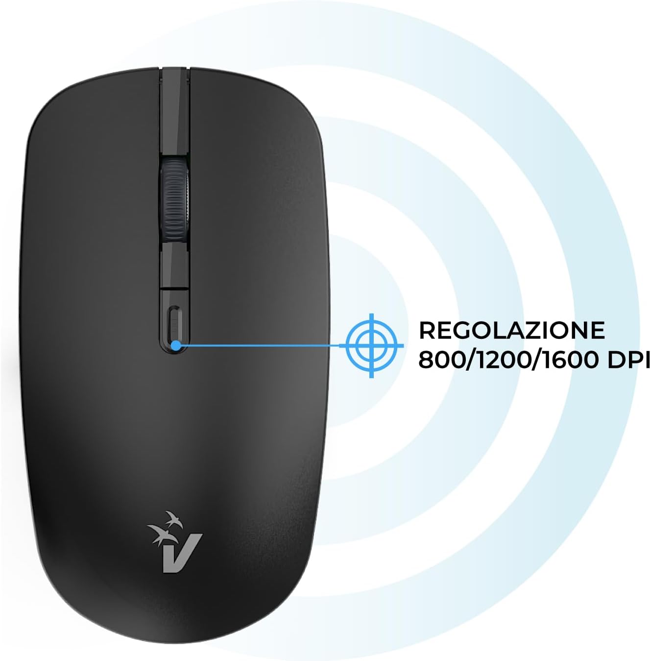 Vultech KM-811W Kit Tastiera e Mouse Wireless, Nero - immagine 10