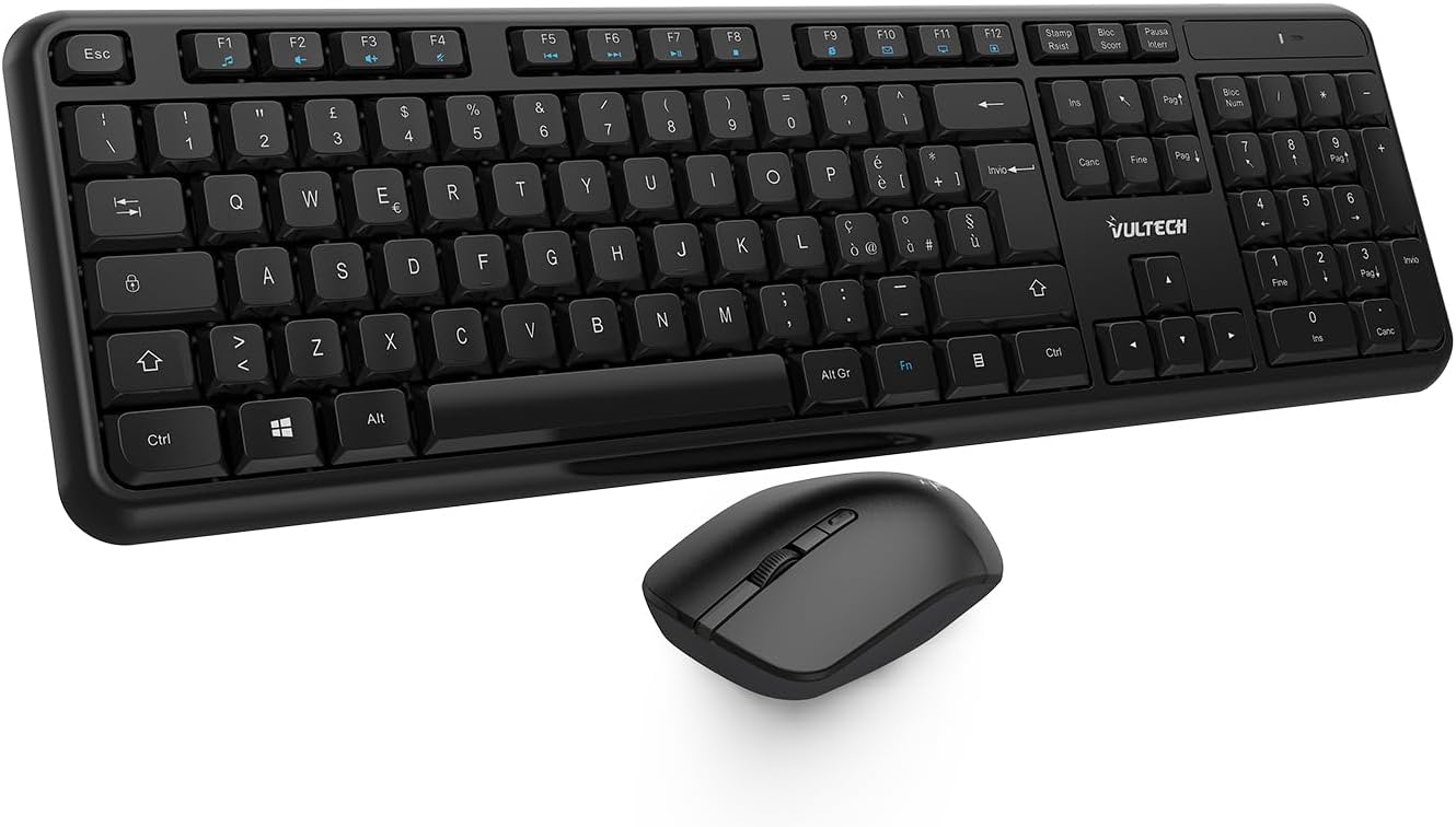 Vultech KM-811W Kit Tastiera e Mouse Wireless, Nero - immagine 1