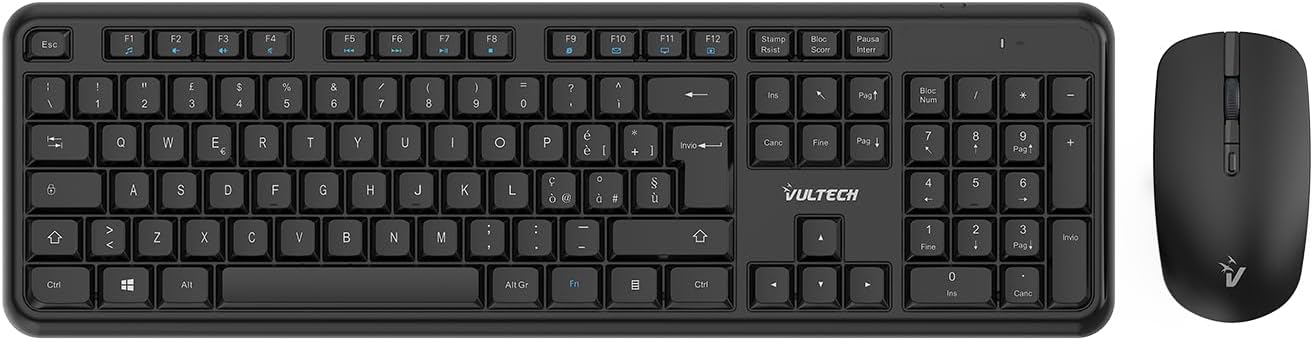 Vultech KM-811W Kit Tastiera e Mouse Wireless, Nero - immagine 2