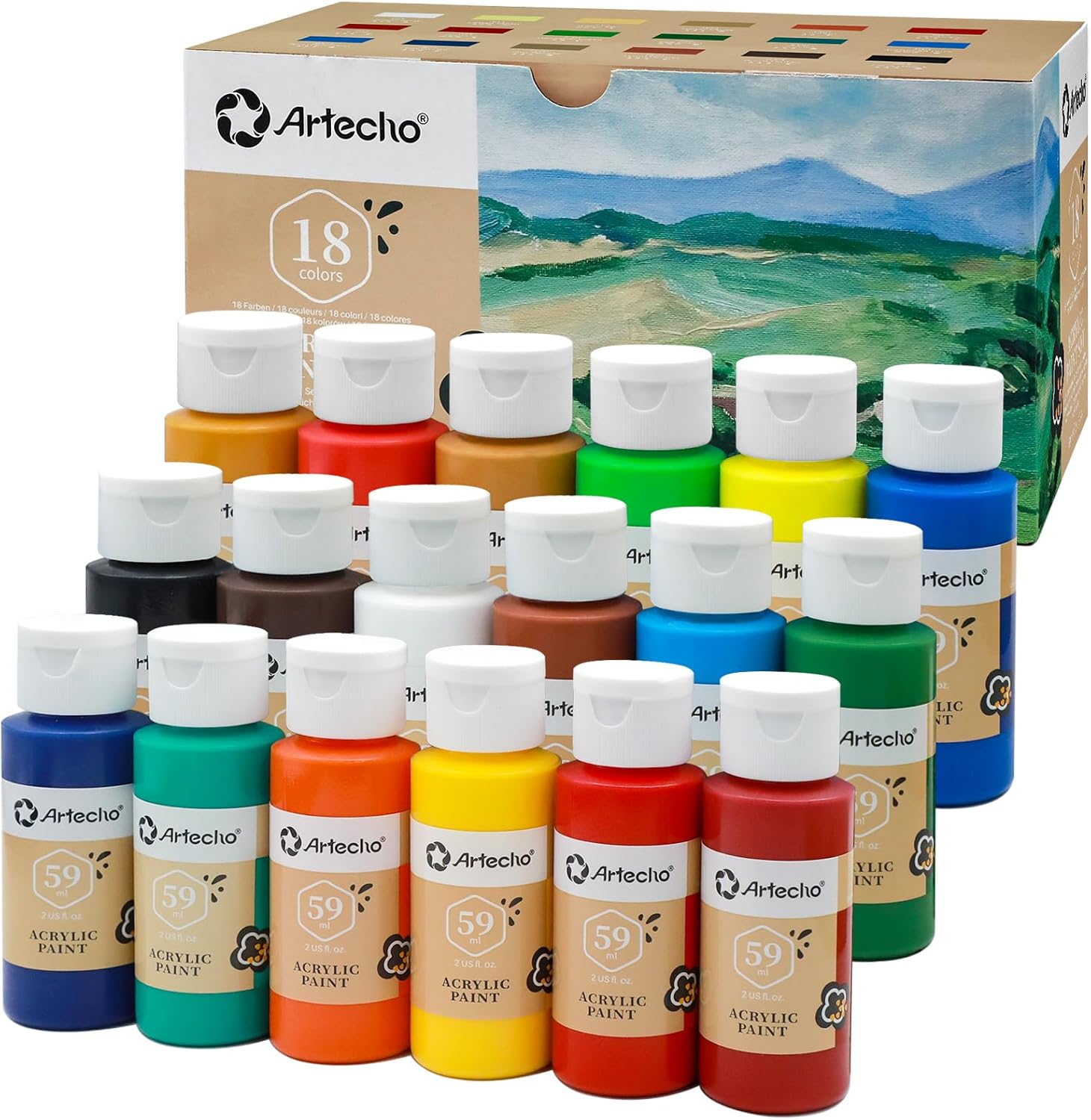 Artecho Colori Acrilici 18 × 59ml per Dipingere - immagine 1