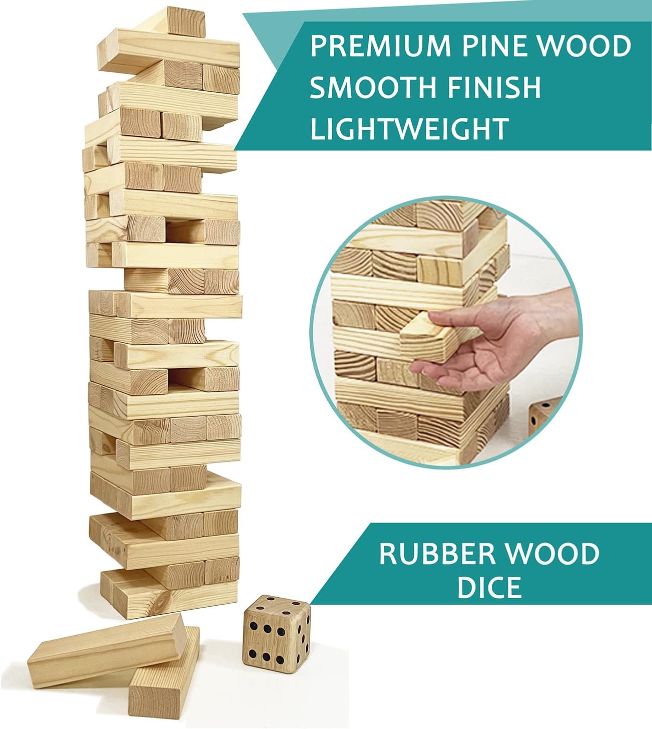 Jacjoe All Pro Jumbo Torre in Legno 54 Pezzi - immagine 3