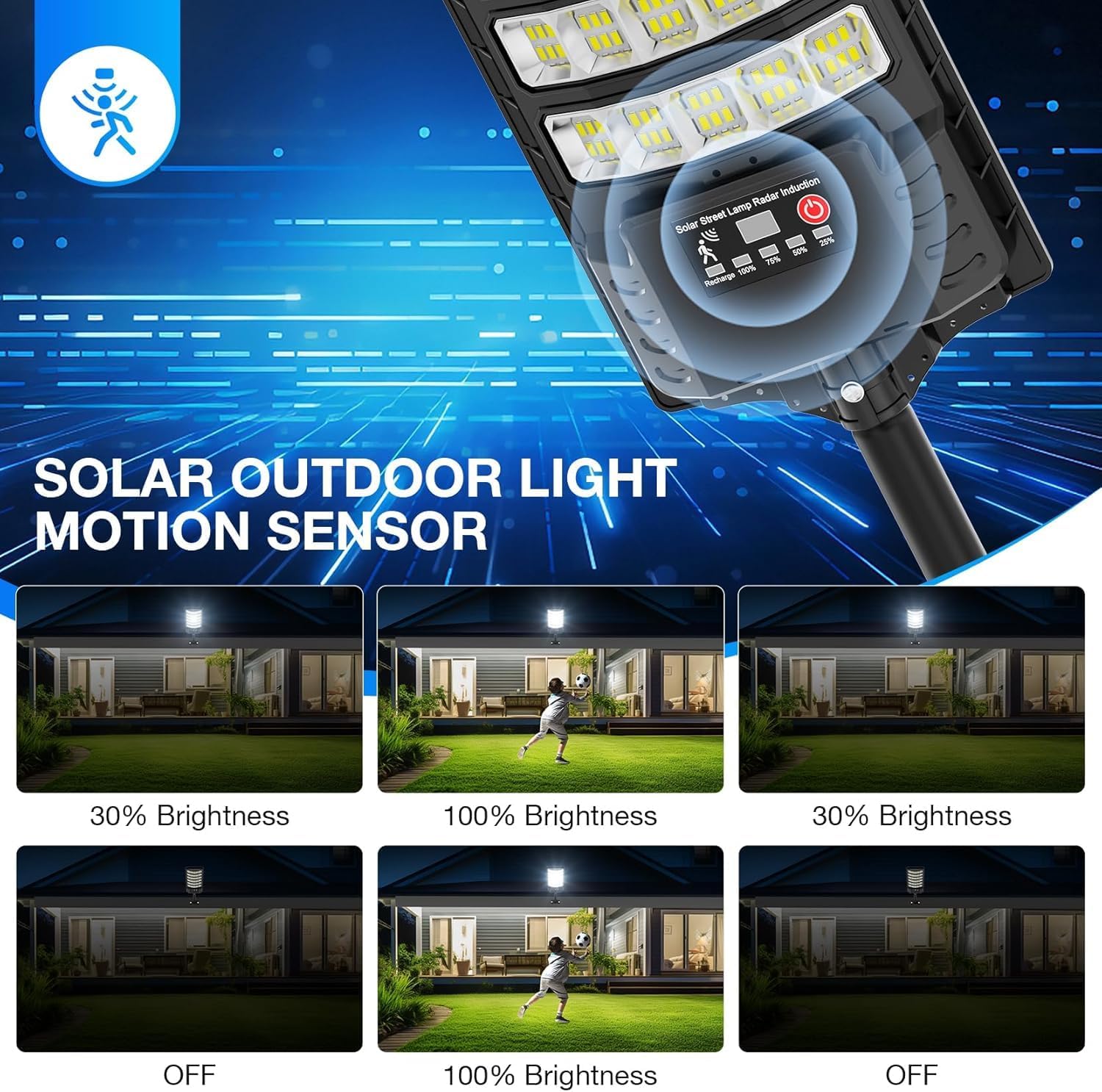 Lampione Solare LED Esterno IP66, 6000K - immagine 2