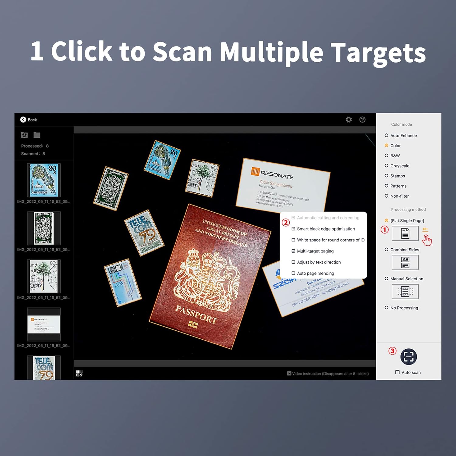 Czur Lens 12 MP USB-Scanner Mobile Documenti A4 - immagine 4