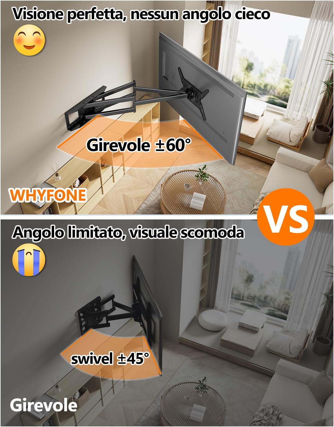 Supporto TV da Parete con Braccio Lungo 1060mm - immagine 8