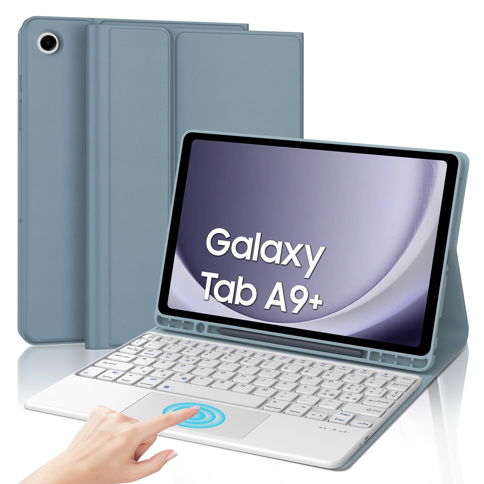 IVEOPPE Tastiera per Samsung Galaxy Tab A9 Plus 11", Blu-grigio