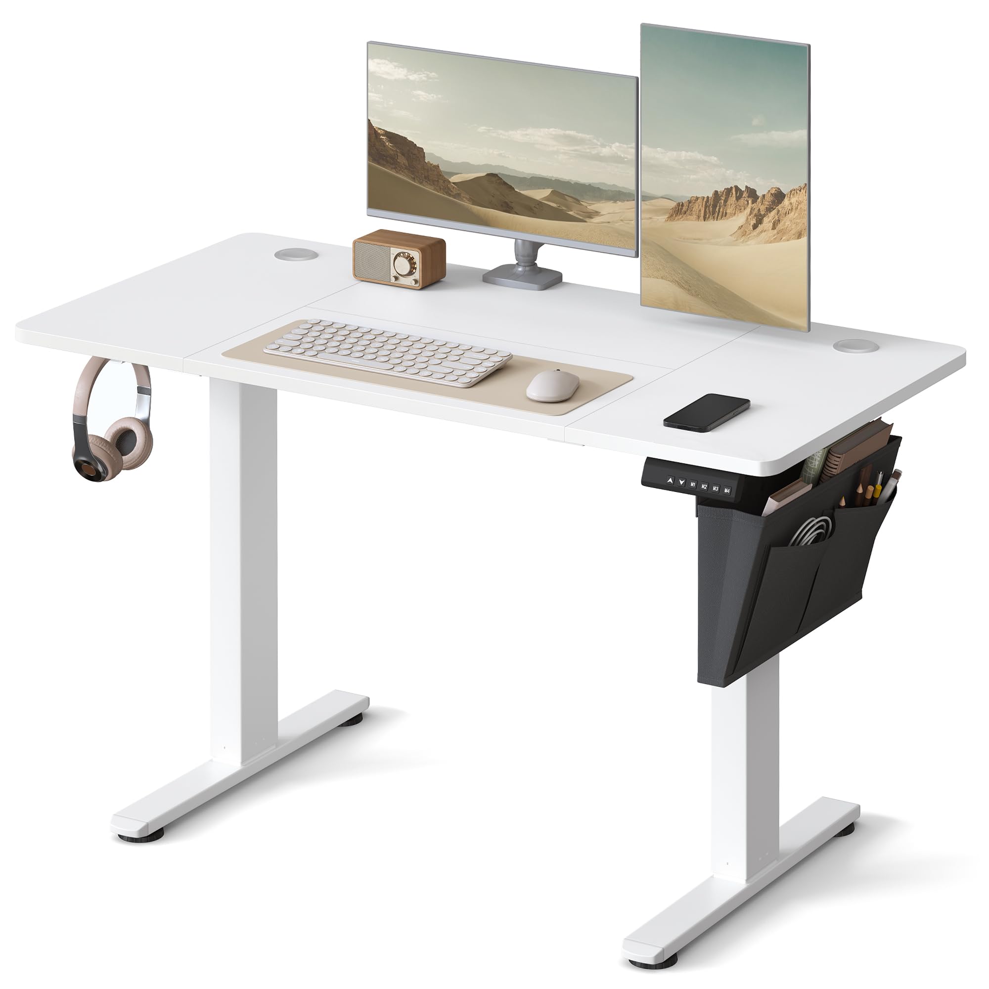 Songmics Scrivania Regolabile Elettrica 120x60cm, Bianco