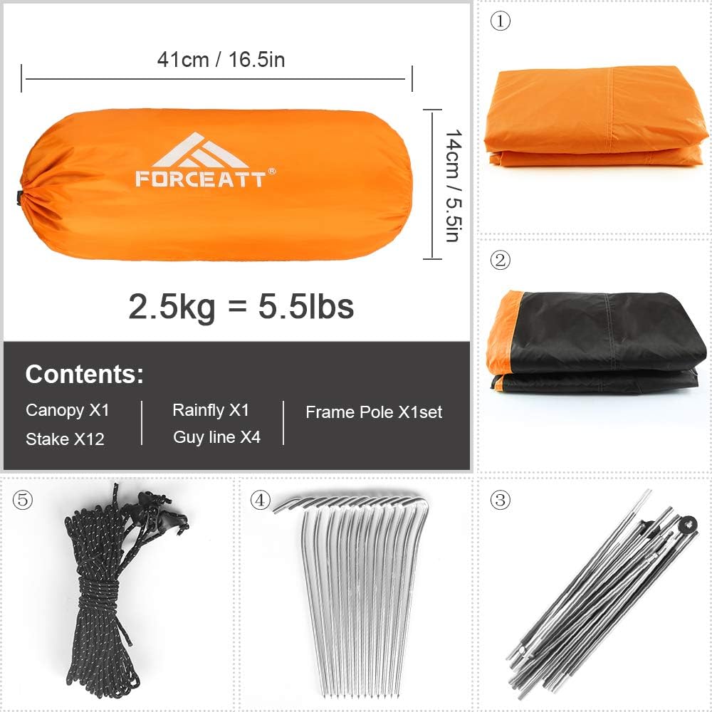 Forceatt Tenda Campeggio 2-3 Persone, Impermeabile - immagine 5
