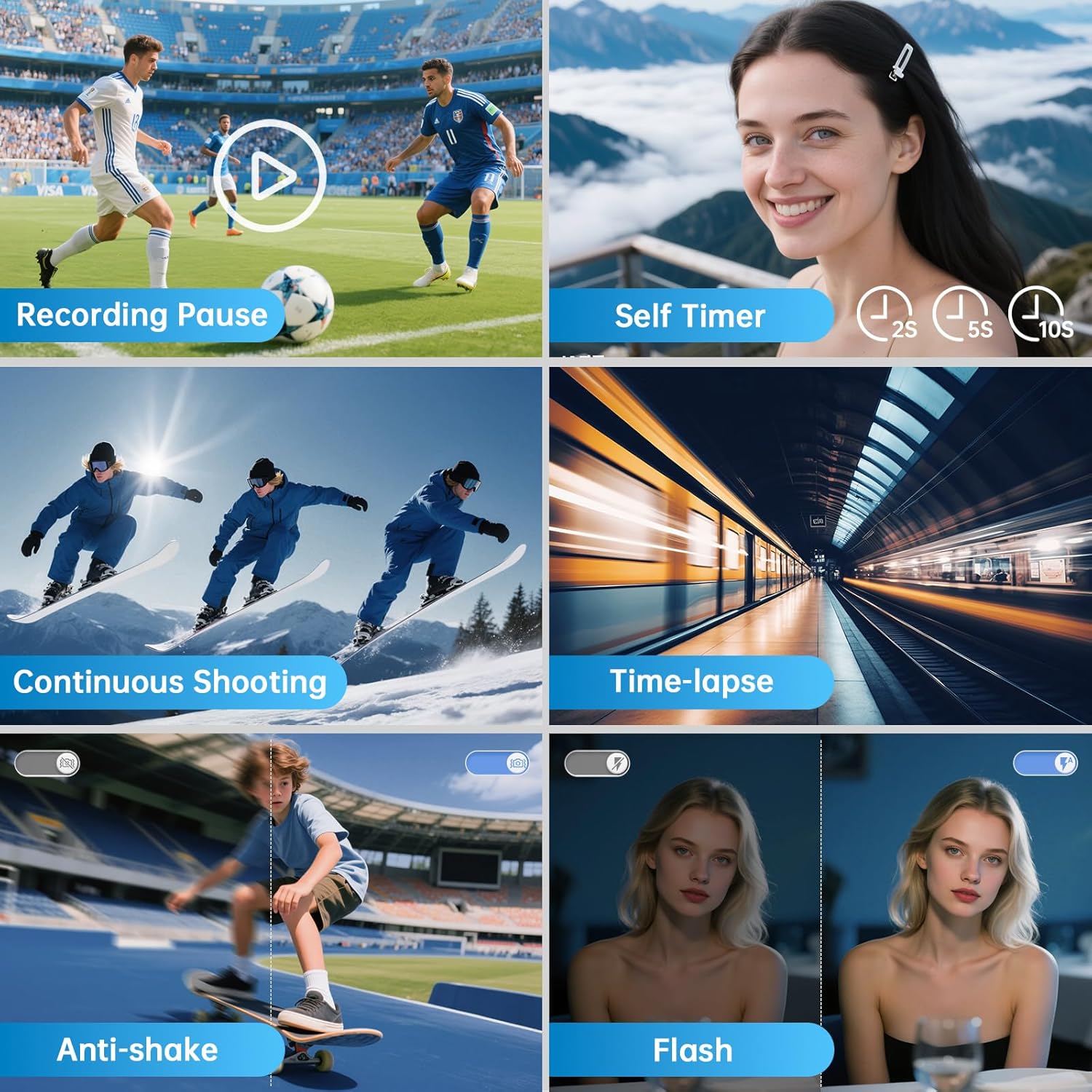 Macchina Fotografica Digitale 4K 64MP con WiFi e Autofocus - immagine 6