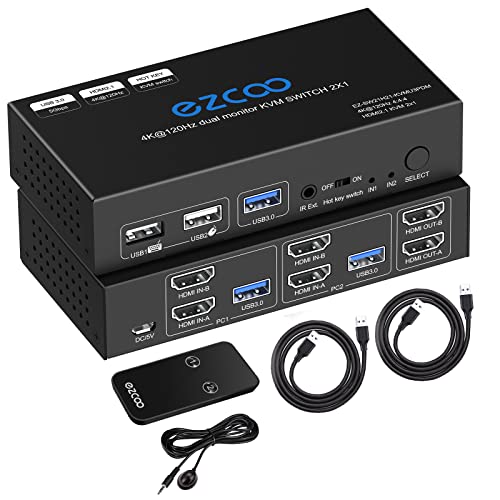 8K HDMI 2.1 KVM Switch Dual Monitor USB 3.0 2 Porte